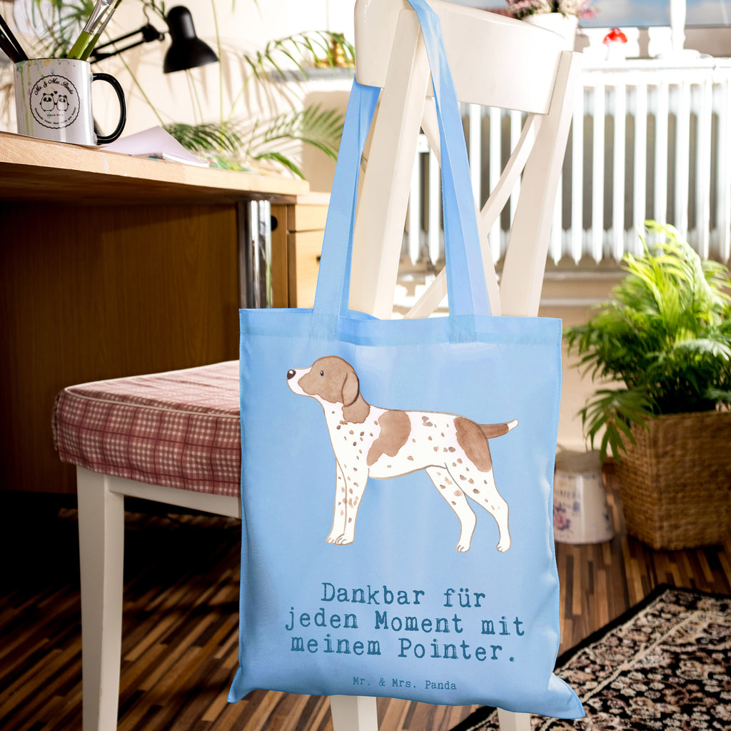 Tragetasche Pointer Moment Beuteltasche, Beutel, Einkaufstasche, Jutebeutel, Stoffbeutel, Tasche, Shopper, Umhängetasche, Strandtasche, Schultertasche, Stofftasche, Tragetasche, Badetasche, Jutetasche, Einkaufstüte, Laptoptasche, Hund, Hunderasse, Rassehund, Hundebesitzer, Geschenk, Tierfreund, Schenken, Welpe, English Pointer, Pointer