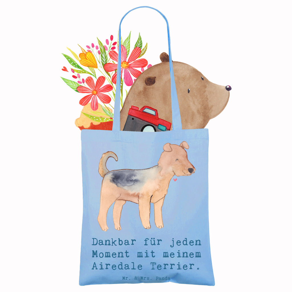 Tragetasche Airedale Terrier Moment Beuteltasche, Beutel, Einkaufstasche, Jutebeutel, Stoffbeutel, Tasche, Shopper, Umhängetasche, Strandtasche, Schultertasche, Stofftasche, Tragetasche, Badetasche, Jutetasche, Einkaufstüte, Laptoptasche, Hund, Hunderasse, Rassehund, Hundebesitzer, Geschenk, Tierfreund, Schenken, Welpe, Airedale Terrier