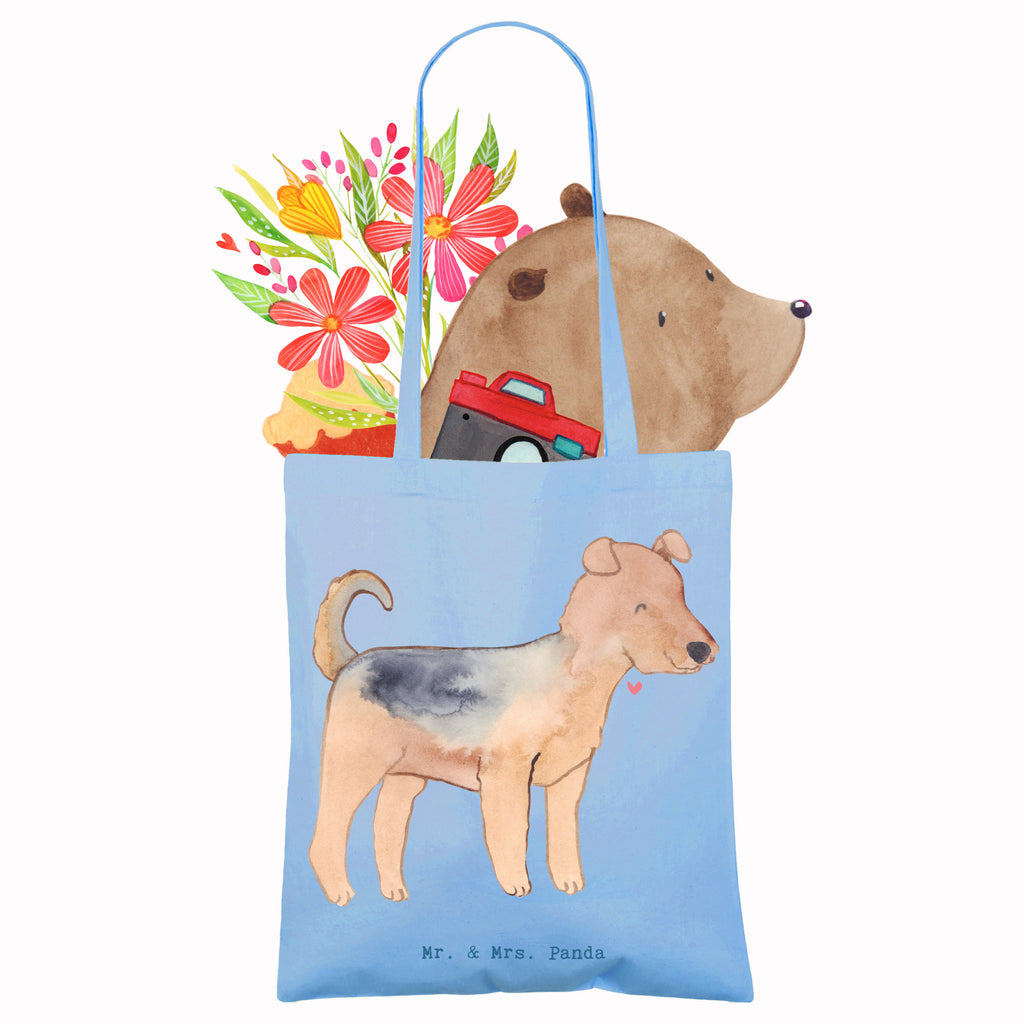 Tragetasche Airedale Terrier Moment Beuteltasche, Beutel, Einkaufstasche, Jutebeutel, Stoffbeutel, Tasche, Shopper, Umhängetasche, Strandtasche, Schultertasche, Stofftasche, Tragetasche, Badetasche, Jutetasche, Einkaufstüte, Laptoptasche, Hund, Hunderasse, Rassehund, Hundebesitzer, Geschenk, Tierfreund, Schenken, Welpe, Airedale Terrier