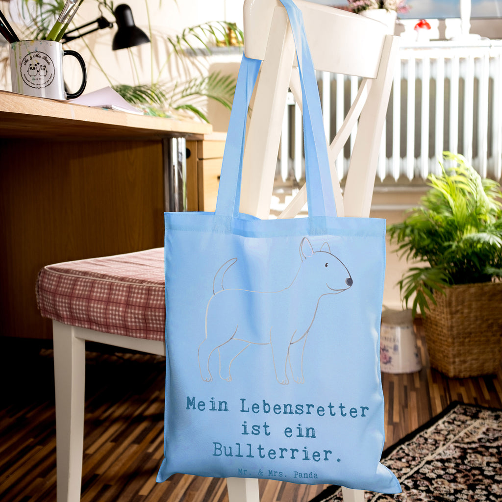 Tragetasche Bullterrier Lebensretter Beuteltasche, Beutel, Einkaufstasche, Jutebeutel, Stoffbeutel, Tasche, Shopper, Umhängetasche, Strandtasche, Schultertasche, Stofftasche, Tragetasche, Badetasche, Jutetasche, Einkaufstüte, Laptoptasche, Hund, Hunderasse, Rassehund, Hundebesitzer, Geschenk, Tierfreund, Schenken, Welpe, Bullterrier