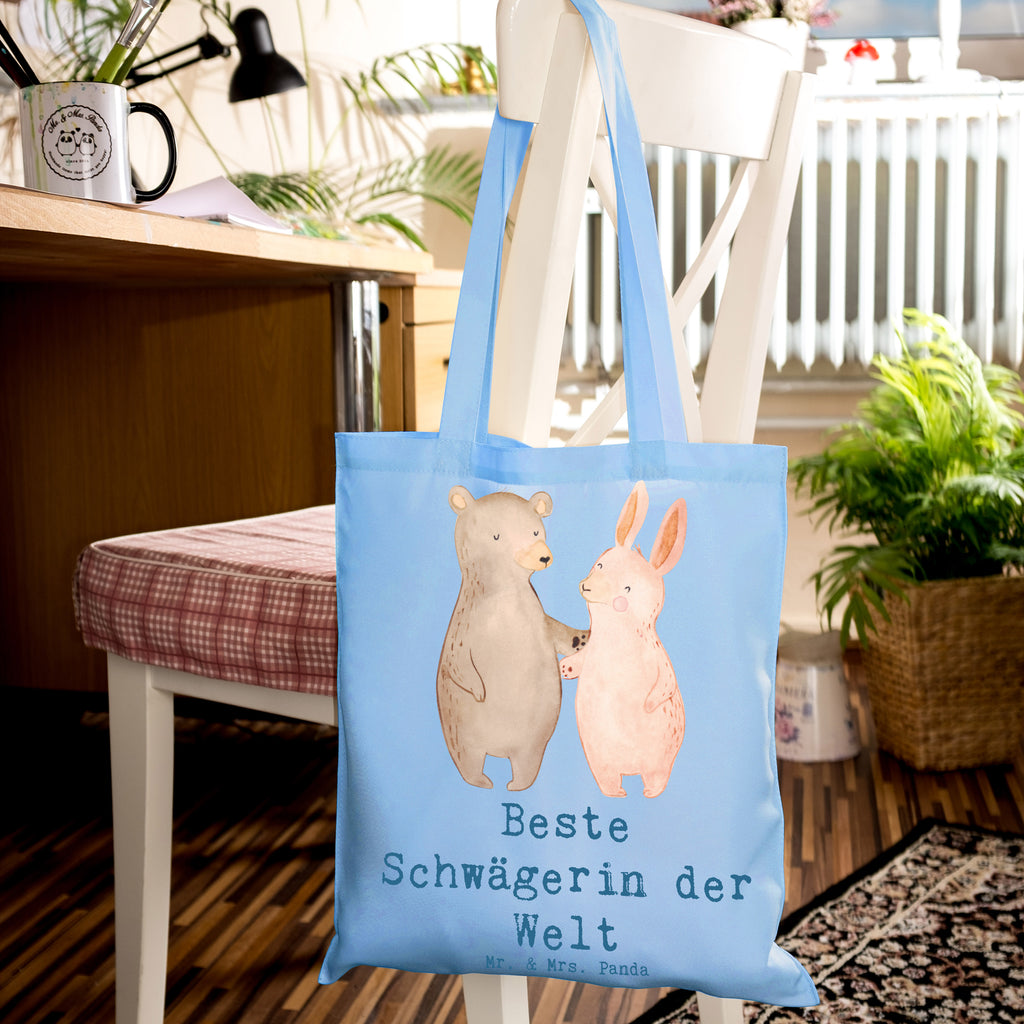 Tragetasche Hase Beste Schwägerin der Welt Beuteltasche, Beutel, Einkaufstasche, Jutebeutel, Stoffbeutel, Tasche, Shopper, Umhängetasche, Strandtasche, Schultertasche, Stofftasche, Tragetasche, Badetasche, Jutetasche, Einkaufstüte, Laptoptasche, für, Dankeschön, Geschenk, Schenken, Geburtstag, Geburtstagsgeschenk, Geschenkidee, Danke, Bedanken, Mitbringsel, Freude machen, Geschenktipp, Mitbewohnerin, WG, Zimmernachbarin, Wohngemeinschaft, WG-Bewohnerin, Zimmerkollegin, Zimmergenossin, Stubenkameradin