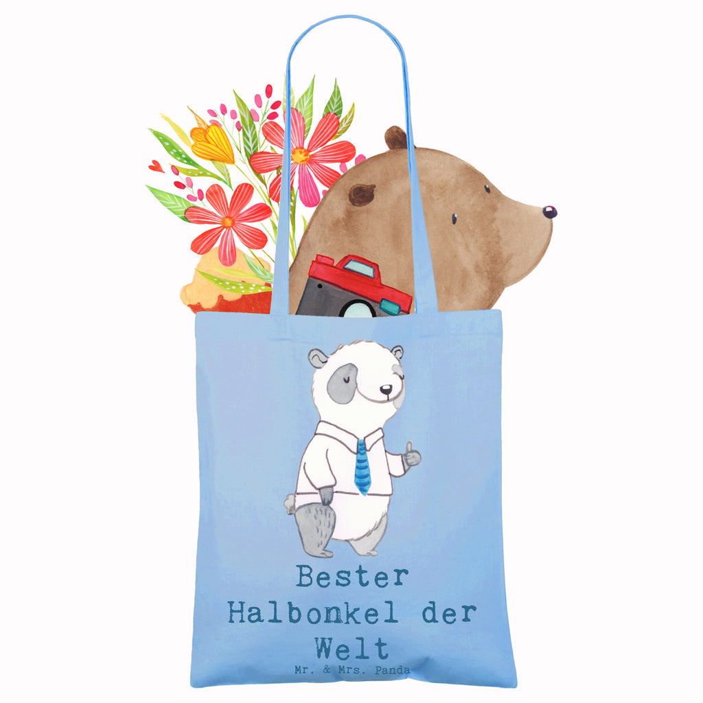 Tragetasche Panda Bester Halbonkel der Welt Beuteltasche, Beutel, Einkaufstasche, Jutebeutel, Stoffbeutel, Tasche, Shopper, Umhängetasche, Strandtasche, Schultertasche, Stofftasche, Tragetasche, Badetasche, Jutetasche, Einkaufstüte, Laptoptasche, für, Dankeschön, Geschenk, Schenken, Geburtstag, Geburtstagsgeschenk, Geschenkidee, Danke, Bedanken, Mitbringsel, Freude machen, Geschenktipp, Onkel, bester Onkel, Halbonkel, Stiefonkel, Stief, Stiefgeschwister, Familie, Kleinigkeit