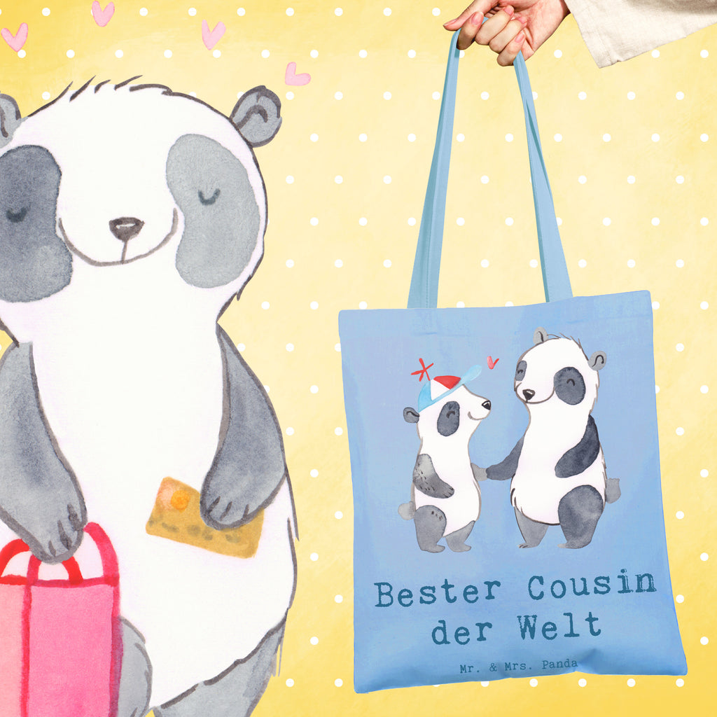 Tragetasche Panda Bester Cousin der Welt Beuteltasche, Beutel, Einkaufstasche, Jutebeutel, Stoffbeutel, Tasche, Shopper, Umhängetasche, Strandtasche, Schultertasche, Stofftasche, Tragetasche, Badetasche, Jutetasche, Einkaufstüte, Laptoptasche, für, Dankeschön, Geschenk, Schenken, Geburtstag, Geburtstagsgeschenk, Geschenkidee, Danke, Bedanken, Mitbringsel, Freude machen, Geschenktipp, Cousin, Kousin, Vetter, Sohn von Onkel, Sohn von Tante, Familie, Verwandtschaft, Cousine