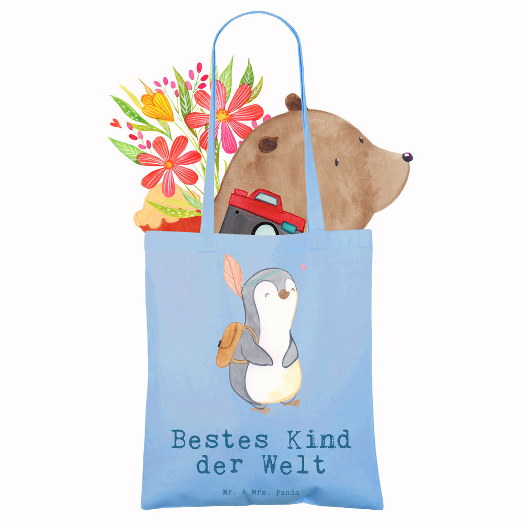 Tragetasche Pinguin Bestes Kind der Welt Beuteltasche, Beutel, Einkaufstasche, Jutebeutel, Stoffbeutel, Tasche, Shopper, Umhängetasche, Strandtasche, Schultertasche, Stofftasche, Tragetasche, Badetasche, Jutetasche, Einkaufstüte, Laptoptasche, für, Dankeschön, Geschenk, Schenken, Geburtstag, Geburtstagsgeschenk, Geschenkidee, Danke, Bedanken, Mitbringsel, Freude machen, Geschenktipp, Kinder, Kind, Kid, Kids, Kiddy, Bestes, Tochter, Sohn, Nachwuchs, Geburt, Liebling, Taufe