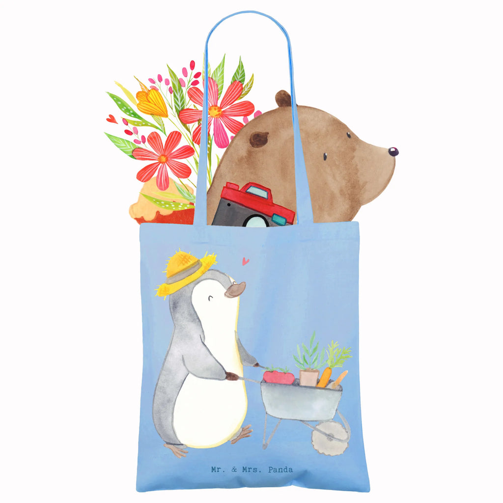 Tragetasche Pinguin Gartenarbeit Beuteltasche, Beutel, Einkaufstasche, Jutebeutel, Stoffbeutel, Tasche, Shopper, Umhängetasche, Strandtasche, Schultertasche, Stofftasche, Tragetasche, Badetasche, Jutetasche, Einkaufstüte, Laptoptasche, Geschenk, Sport, Sportart, Hobby, Schenken, Danke, Dankeschön, Auszeichnung, Gewinn, Sportler, Gartenarbeit, Urban gardening, Gärtnern, Gartenpflege