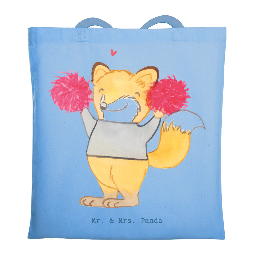 Tragetasche Fuchs Cheerleader Beuteltasche, Beutel, Einkaufstasche, Jutebeutel, Stoffbeutel, Tasche, Shopper, Umhängetasche, Strandtasche, Schultertasche, Stofftasche, Tragetasche, Badetasche, Jutetasche, Einkaufstüte, Laptoptasche, Geschenk, Sport, Sportart, Hobby, Schenken, Danke, Dankeschön, Auszeichnung, Gewinn, Sportler, Cheerleader, Cheerleading, Turnen, Turn Club, Turniere