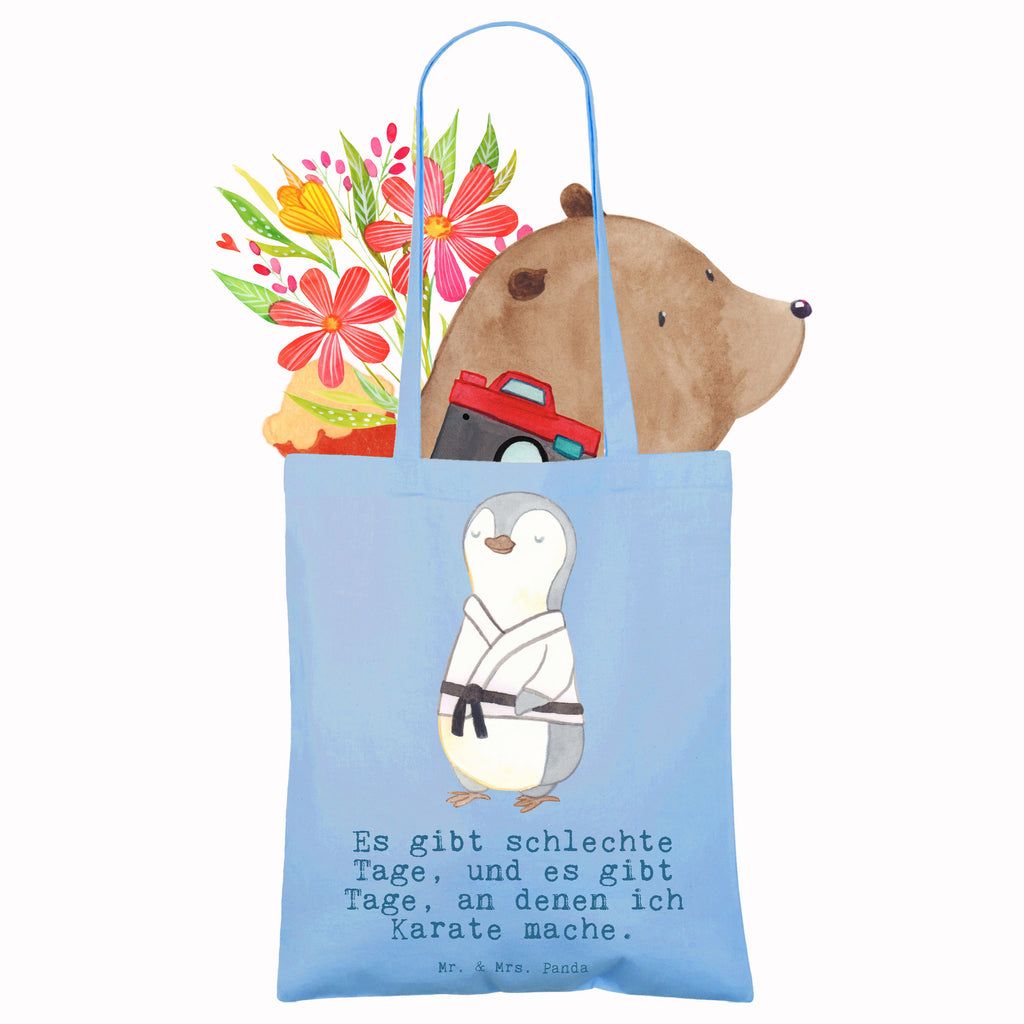 Tragetasche Pinguin Karate Beuteltasche, Beutel, Einkaufstasche, Jutebeutel, Stoffbeutel, Tasche, Shopper, Umhängetasche, Strandtasche, Schultertasche, Stofftasche, Tragetasche, Badetasche, Jutetasche, Einkaufstüte, Laptoptasche, Geschenk, Sport, Sportart, Hobby, Schenken, Danke, Dankeschön, Auszeichnung, Gewinn, Sportler, Karate, Kampfsportart, Selbstverteidigung, Kampfkunst, Karate Verein