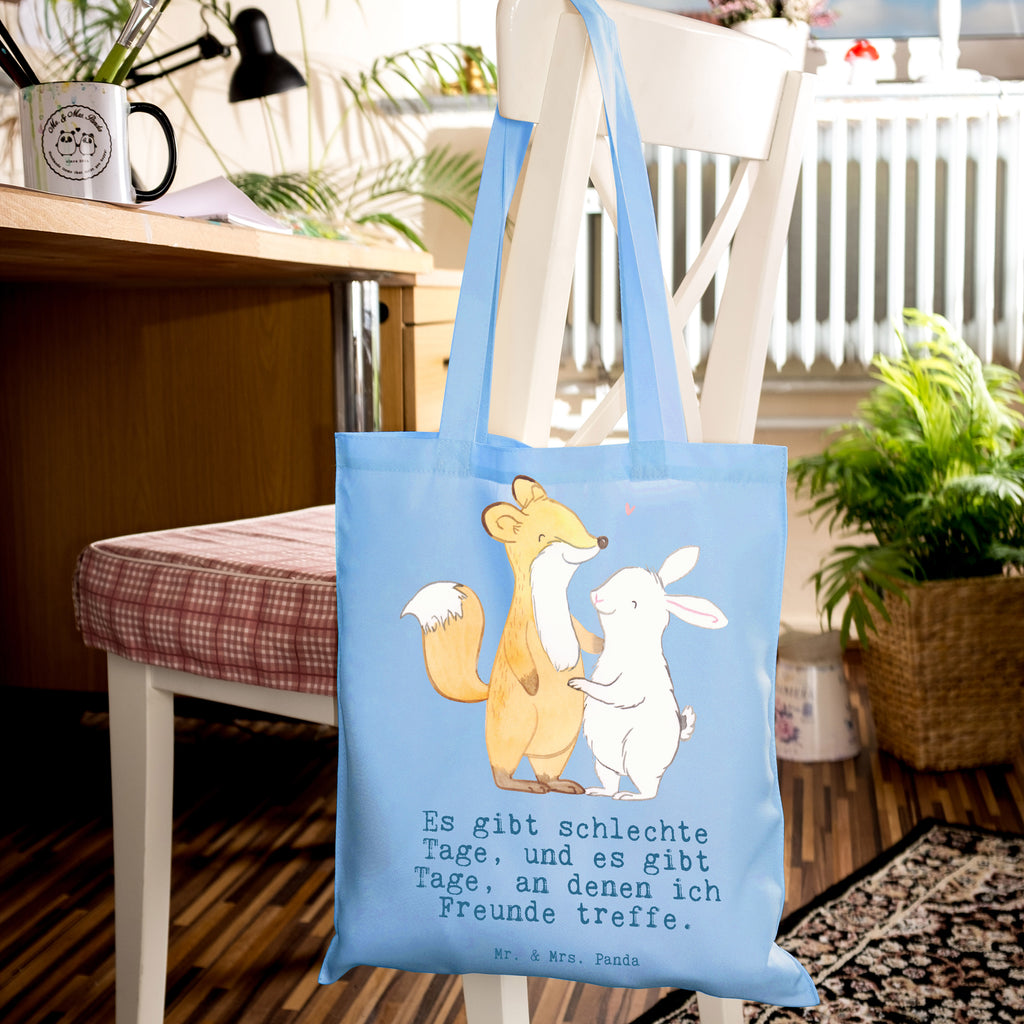 Tragetasche Fuchs Hase Freunde treffen Beuteltasche, Beutel, Einkaufstasche, Jutebeutel, Stoffbeutel, Tasche, Shopper, Umhängetasche, Strandtasche, Schultertasche, Stofftasche, Tragetasche, Badetasche, Jutetasche, Einkaufstüte, Laptoptasche, Geschenk, Sport, Sportart, Hobby, Schenken, Danke, Dankeschön, Auszeichnung, Gewinn, Sportler, Freunde treffen