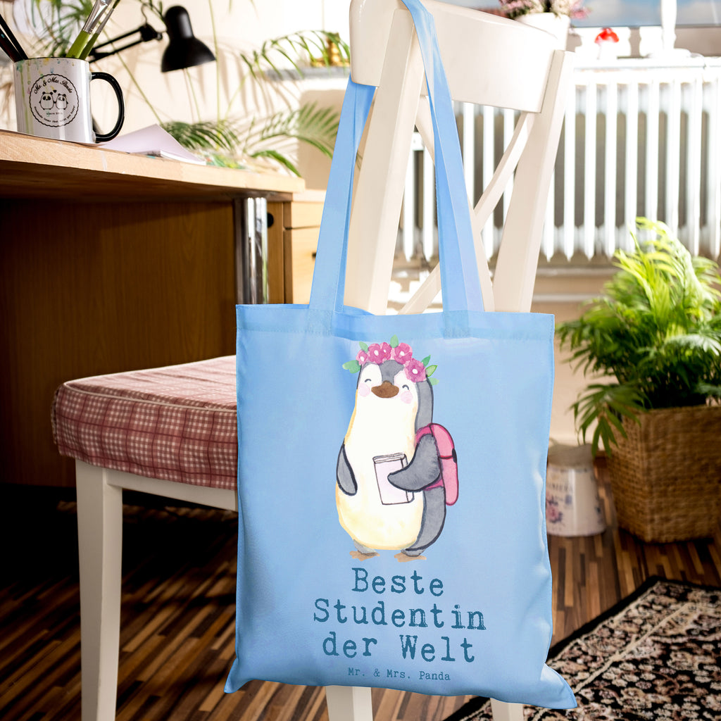 Tragetasche Pinguin Beste Studentin der Welt Beuteltasche, Beutel, Einkaufstasche, Jutebeutel, Stoffbeutel, Tasche, Shopper, Umhängetasche, Strandtasche, Schultertasche, Stofftasche, Tragetasche, Badetasche, Jutetasche, Einkaufstüte, Laptoptasche, für, Dankeschön, Geschenk, Schenken, Geburtstag, Geburtstagsgeschenk, Geschenkidee, Danke, Bedanken, Mitbringsel, Freude machen, Geschenktipp, Studentin, Studium, Tochter, Spaß, Musterschülerin, lustig, Studienabschluss, witzig, Universität, Abschluss, Alumni, Uni, Studenten, Hochschule