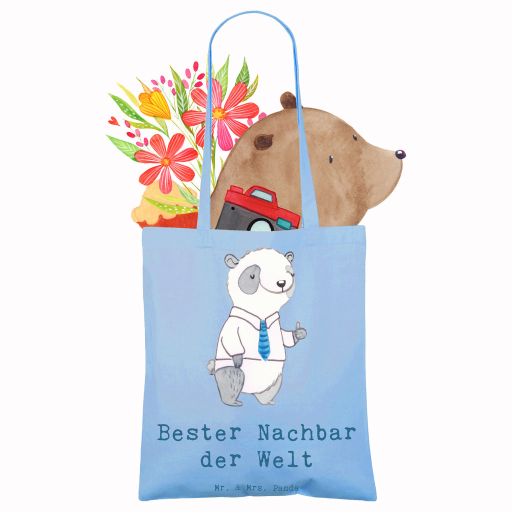 Tragetasche Panda Bester Nachbar der Welt Beuteltasche, Beutel, Einkaufstasche, Jutebeutel, Stoffbeutel, Tasche, Shopper, Umhängetasche, Strandtasche, Schultertasche, Stofftasche, Tragetasche, Badetasche, Jutetasche, Einkaufstüte, Laptoptasche, für, Dankeschön, Geschenk, Schenken, Geburtstag, Geburtstagsgeschenk, Geschenkidee, Danke, Bedanken, Mitbringsel, Freude machen, Geschenktipp, Nachbar, Nachbarn, Nachbarschaft, Freund, Angrenzer, Anwohner, Bewohner, Freundschaft