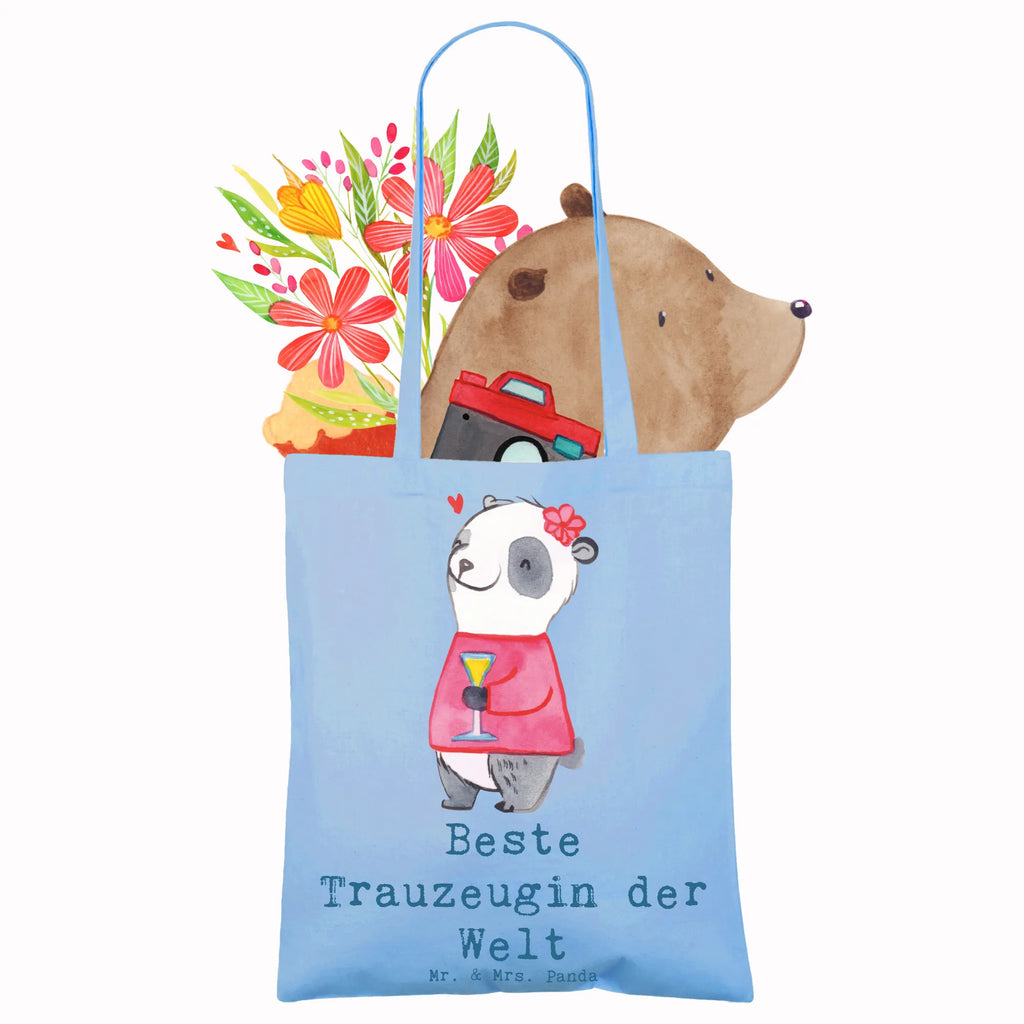 Tragetasche Panda Beste Trauzeugin der Welt Beuteltasche, Beutel, Einkaufstasche, Jutebeutel, Stoffbeutel, Tasche, Shopper, Umhängetasche, Strandtasche, Schultertasche, Stofftasche, Tragetasche, Badetasche, Jutetasche, Einkaufstüte, Laptoptasche, für, Dankeschön, Geschenk, Schenken, Geburtstag, Geburtstagsgeschenk, Geschenkidee, Danke, Bedanken, Mitbringsel, Freude machen, Geschenktipp, Trauzeugin, Trauhzeugin, Freundin, Hochzeit, Heirat, JGA, Trauung, Kirche, Standesamt, Braut