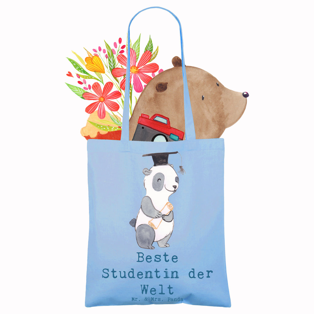 Tragetasche Panda Beste Studentin der Welt Beuteltasche, Beutel, Einkaufstasche, Jutebeutel, Stoffbeutel, Tasche, Shopper, Umhängetasche, Strandtasche, Schultertasche, Stofftasche, Tragetasche, Badetasche, Jutetasche, Einkaufstüte, Laptoptasche, für, Dankeschön, Geschenk, Schenken, Geburtstag, Geburtstagsgeschenk, Geschenkidee, Danke, Bedanken, Mitbringsel, Freude machen, Geschenktipp, Studentin, Studium, Tochter, Spaß, Musterschülerin, lustig, Studienabschluss, witzig, Universität, Abschluss, Alumni, Uni, Studenten, Hochschule