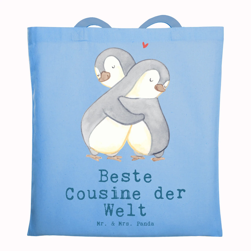 Tragetasche Pinguin Beste Cousine der Welt Beuteltasche, Beutel, Einkaufstasche, Jutebeutel, Stoffbeutel, Tasche, Shopper, Umhängetasche, Strandtasche, Schultertasche, Stofftasche, Tragetasche, Badetasche, Jutetasche, Einkaufstüte, Laptoptasche, für, Dankeschön, Geschenk, Schenken, Geburtstag, Geburtstagsgeschenk, Geschenkidee, Danke, Bedanken, Mitbringsel, Freude machen, Geschenktipp, Cousine, Kusine, Kousine, Cousinchen, Tochter von Onkel, Tochter von Tante, Familie, Verwandtschaft, Cousin