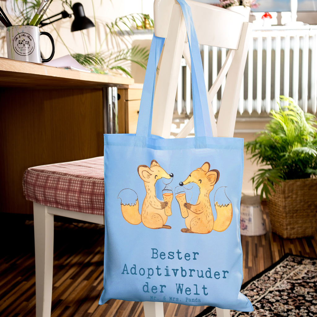 Tragetasche Fuchs Bester Adoptivbruder der Welt Beuteltasche, Beutel, Einkaufstasche, Jutebeutel, Stoffbeutel, Tasche, Shopper, Umhängetasche, Strandtasche, Schultertasche, Stofftasche, Tragetasche, Badetasche, Jutetasche, Einkaufstüte, Laptoptasche, für, Dankeschön, Geschenk, Schenken, Geburtstag, Geburtstagsgeschenk, Geschenkidee, Danke, Bedanken, Mitbringsel, Freude machen, Geschenktipp, Adoptivbruder, adoptiert, Bruder, Brudi, Geschwister, Bruderherz, Schwester, Familie, Kleinigkeit, Brother, Bester, Sohn