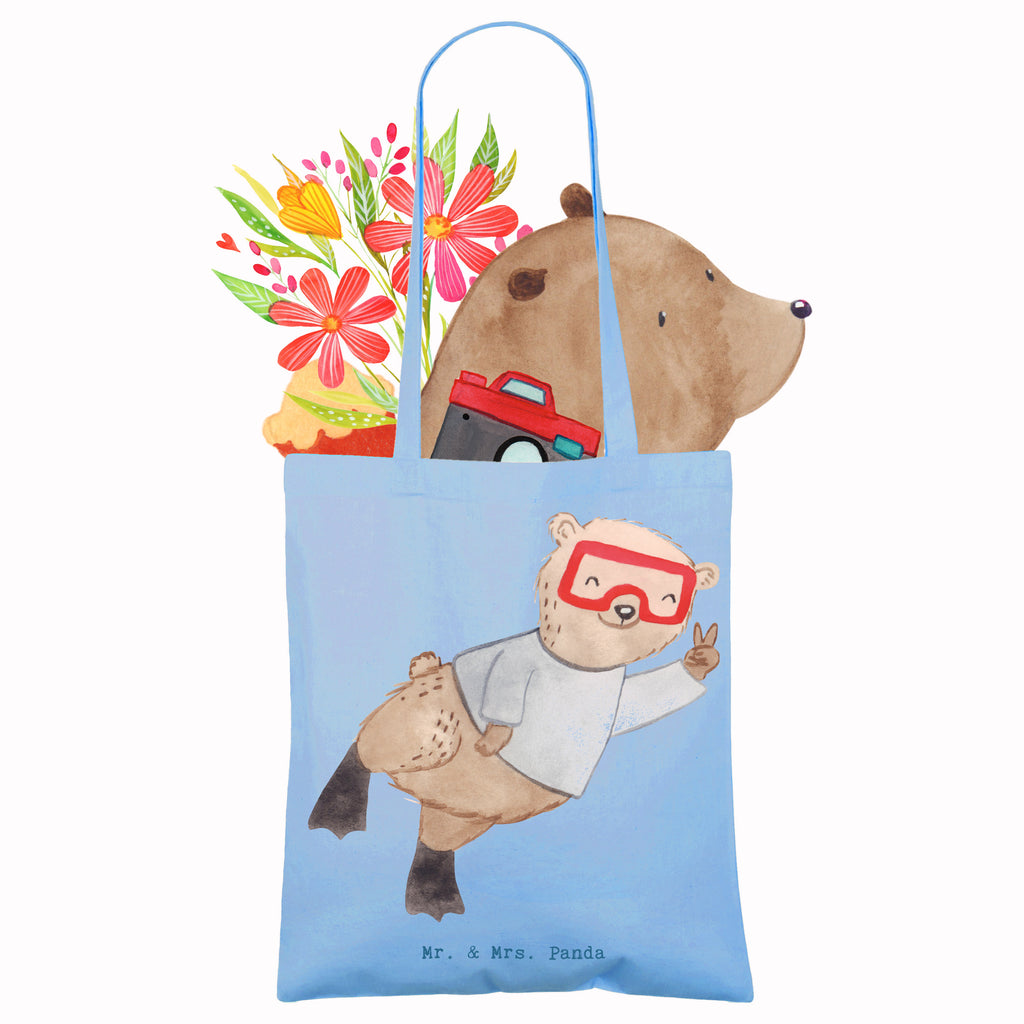 Tragetasche Bär Tauchen Beuteltasche, Beutel, Einkaufstasche, Jutebeutel, Stoffbeutel, Tasche, Shopper, Umhängetasche, Strandtasche, Schultertasche, Stofftasche, Tragetasche, Badetasche, Jutetasche, Einkaufstüte, Laptoptasche, Geschenk, Sport, Sportart, Hobby, Schenken, Danke, Dankeschön, Auszeichnung, Gewinn, Sportler, Tauchen, schnorcheln, Tauchgang, Tauchschule, Diving, Dive