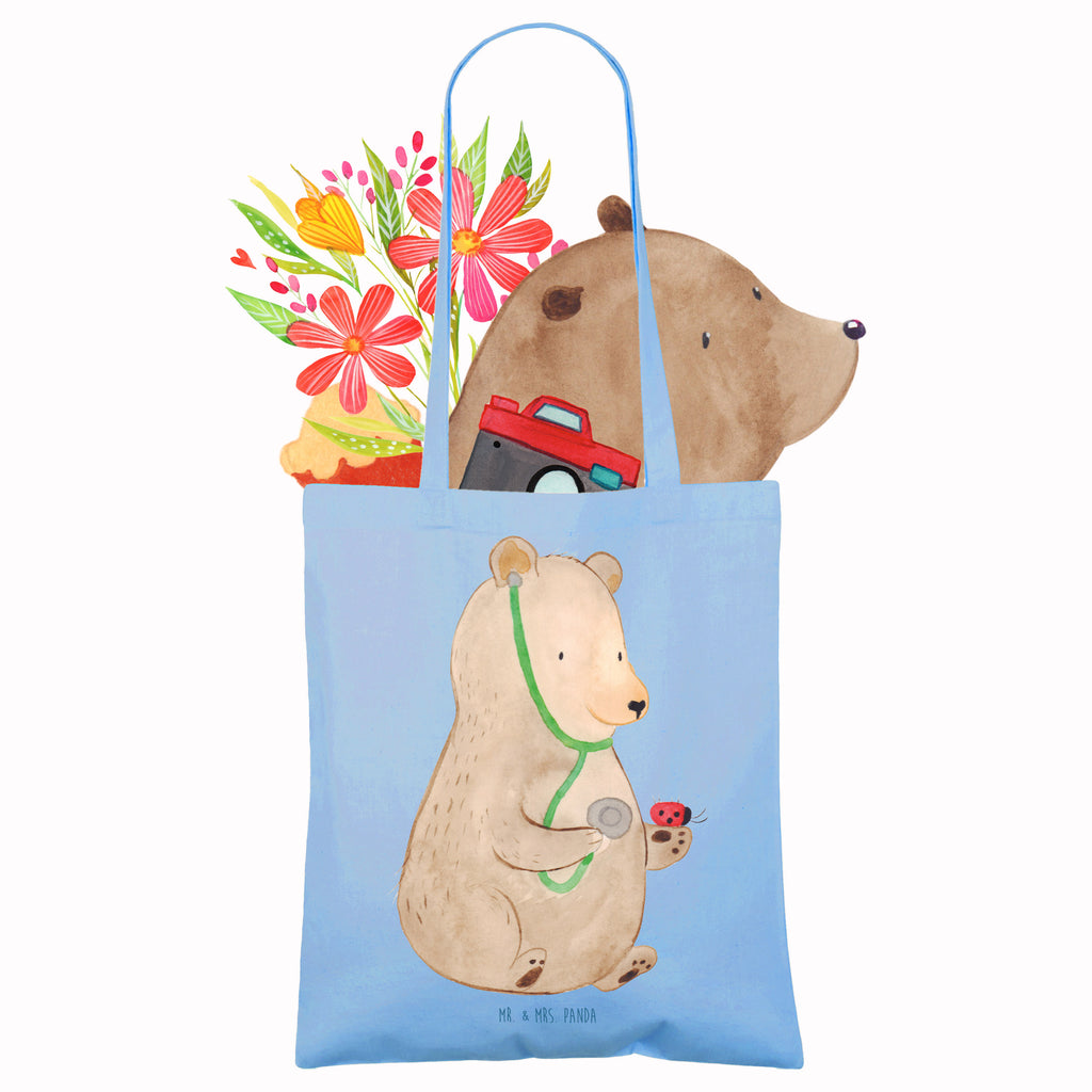 Tragetasche Bär Arzt Beuteltasche, Beutel, Einkaufstasche, Jutebeutel, Stoffbeutel, Tasche, Shopper, Umhängetasche, Strandtasche, Schultertasche, Stofftasche, Tragetasche, Badetasche, Jutetasche, Einkaufstüte, Laptoptasche, Bär, Teddy, Teddybär, Arzt, Ärztin, Doktor, Professor, Doktorin, Professorin