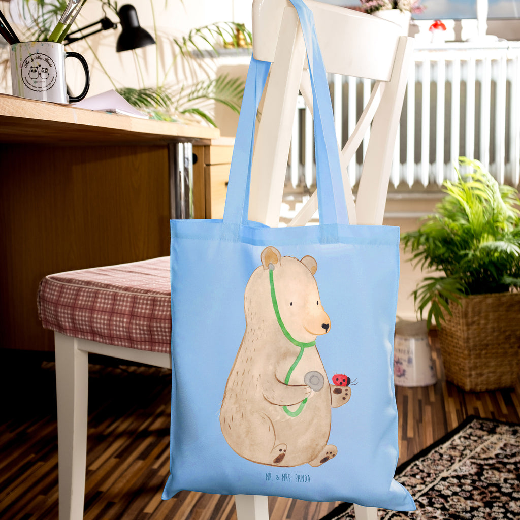 Tragetasche Bär Arzt Beuteltasche, Beutel, Einkaufstasche, Jutebeutel, Stoffbeutel, Tasche, Shopper, Umhängetasche, Strandtasche, Schultertasche, Stofftasche, Tragetasche, Badetasche, Jutetasche, Einkaufstüte, Laptoptasche, Bär, Teddy, Teddybär, Arzt, Ärztin, Doktor, Professor, Doktorin, Professorin