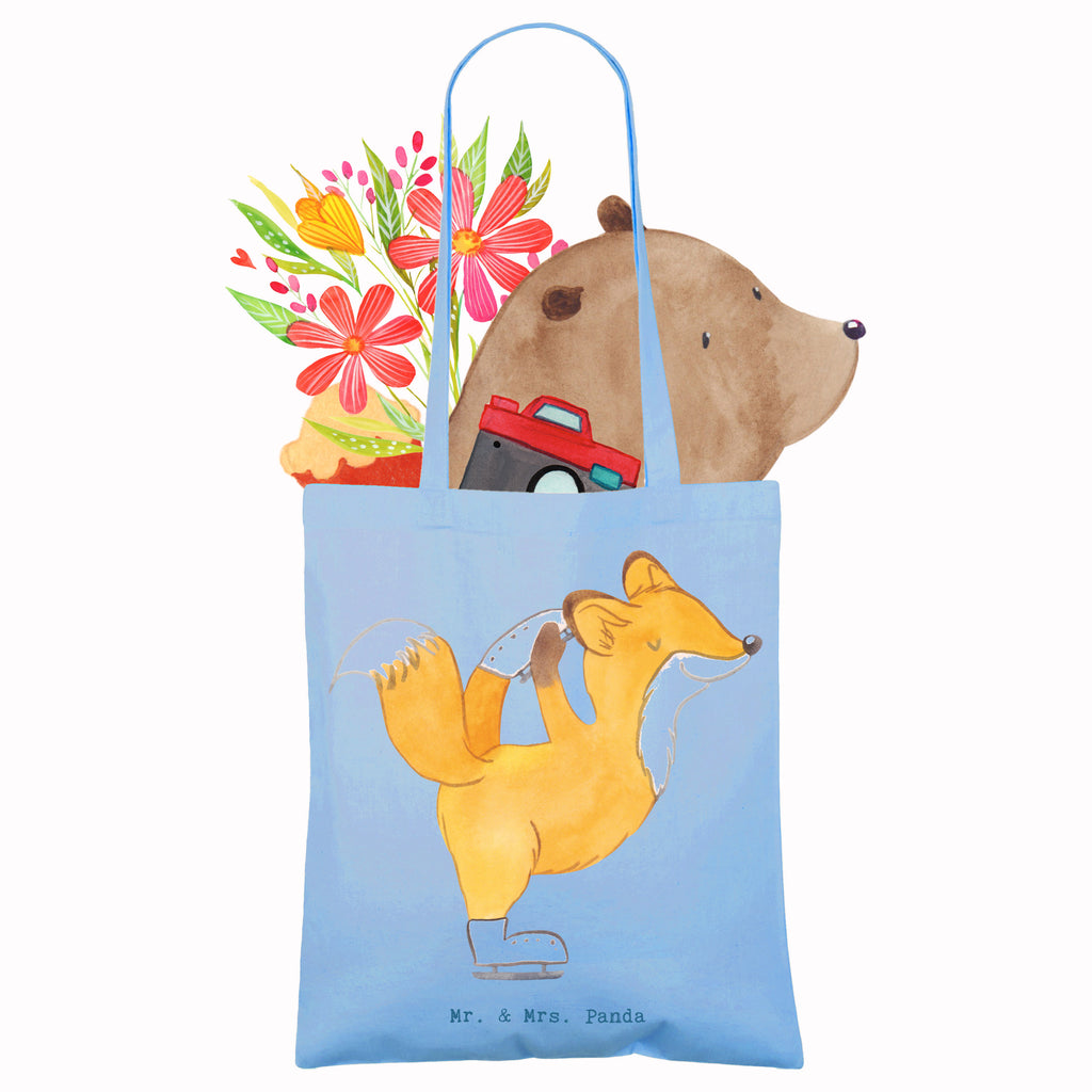 Tragetasche Fuchs Eiskunstläufer Beuteltasche, Beutel, Einkaufstasche, Jutebeutel, Stoffbeutel, Tasche, Shopper, Umhängetasche, Strandtasche, Schultertasche, Stofftasche, Tragetasche, Badetasche, Jutetasche, Einkaufstüte, Laptoptasche, Geschenk, Sport, Sportart, Hobby, Schenken, Danke, Dankeschön, Auszeichnung, Gewinn, Sportler, Eiskunstläufer, Eiskunstläuferin, Eiskunst