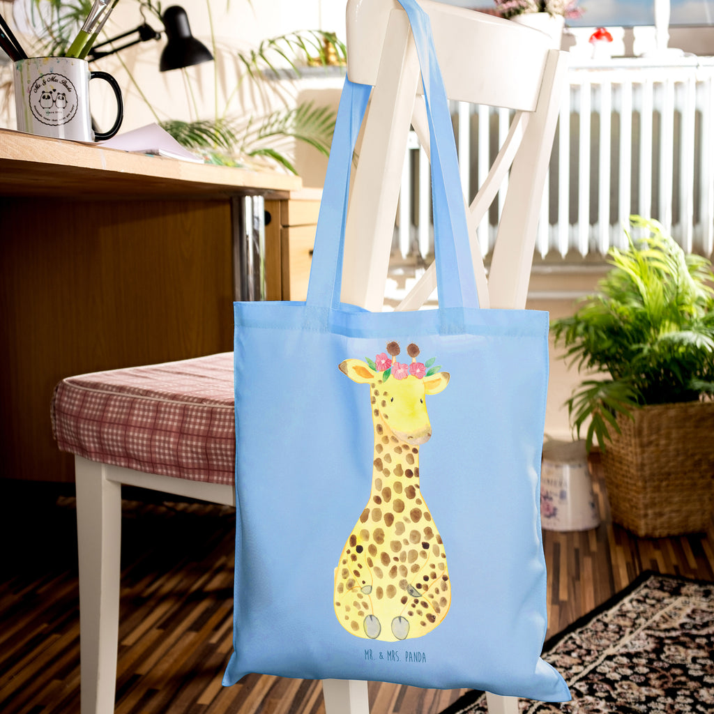 Tragetasche Giraffe Blumenkranz Beuteltasche, Beutel, Einkaufstasche, Jutebeutel, Stoffbeutel, Tasche, Shopper, Umhängetasche, Strandtasche, Schultertasche, Stofftasche, Tragetasche, Badetasche, Jutetasche, Einkaufstüte, Laptoptasche, Afrika, Wildtiere, Giraffe, Blumenkranz, Abenteurer, Selbstliebe, Freundin