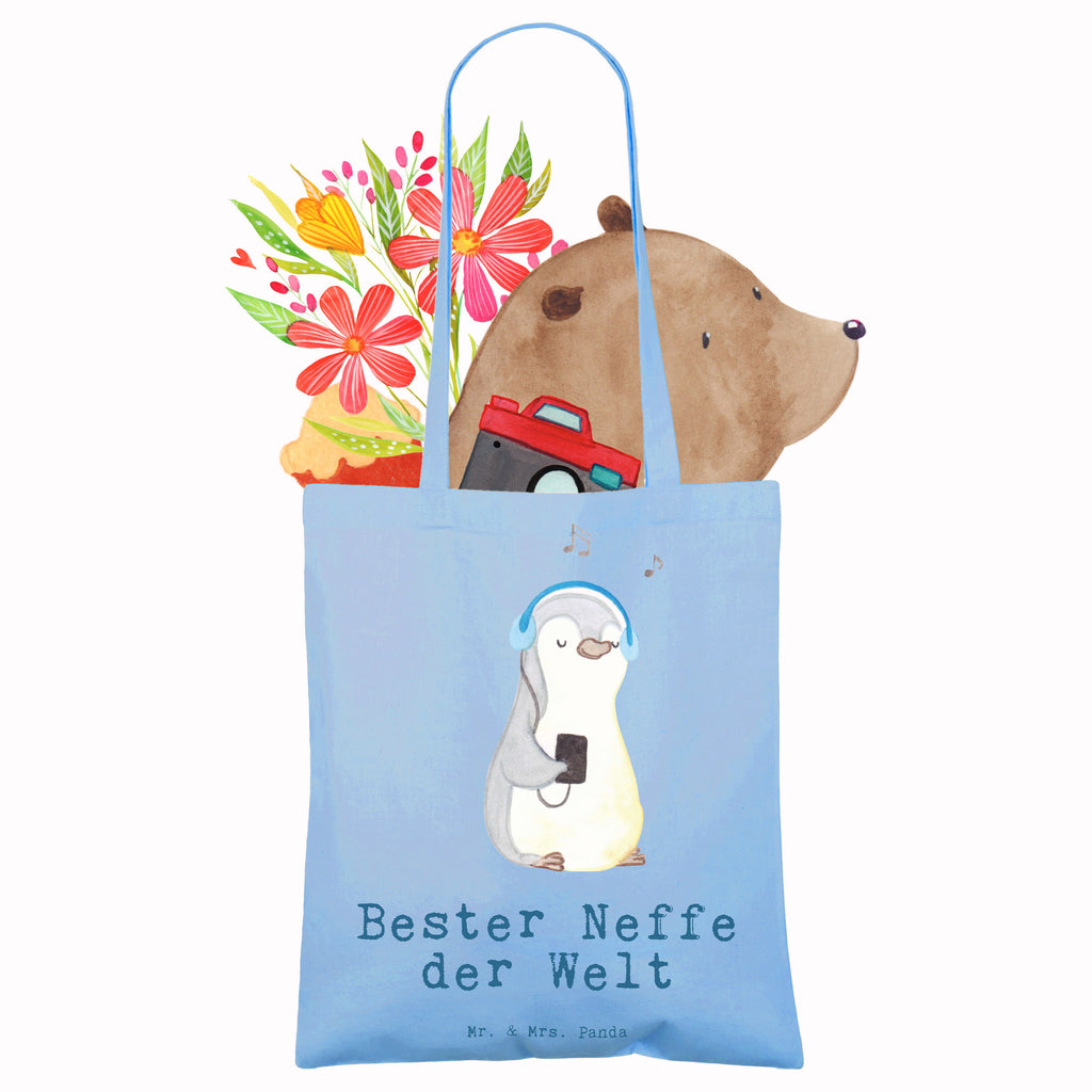 Tragetasche Pinguin Bester Neffe der Welt Beuteltasche, Beutel, Einkaufstasche, Jutebeutel, Stoffbeutel, Tasche, Shopper, Umhängetasche, Strandtasche, Schultertasche, Stofftasche, Tragetasche, Badetasche, Jutetasche, Einkaufstüte, Laptoptasche, für, Dankeschön, Geschenk, Schenken, Geburtstag, Geburtstagsgeschenk, Geschenkidee, Danke, Bedanken, Mitbringsel, Freude machen, Geschenktipp, Neffe, Onkel, Tante, Patentante, Patentonkel, Patenkind, Taufe, Sohn der Schwester, Sohn des Bruders, Bester