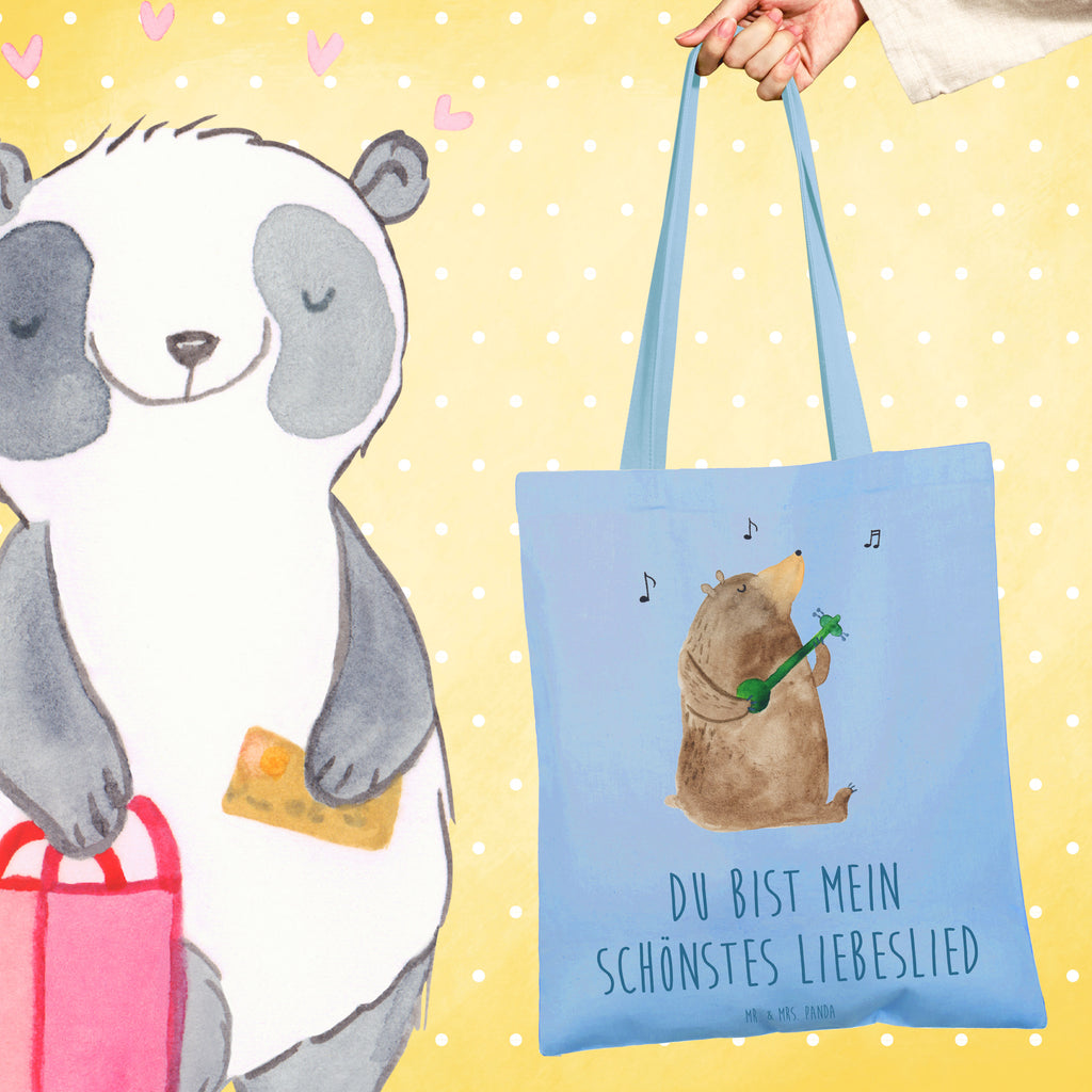 Tragetasche Bär Lied Beuteltasche, Beutel, Einkaufstasche, Jutebeutel, Stoffbeutel, Tasche, Shopper, Umhängetasche, Strandtasche, Schultertasche, Stofftasche, Tragetasche, Badetasche, Jutetasche, Einkaufstüte, Laptoptasche, Bär, Teddy, Teddybär, Bärchen, Bear, Liebeslied, Lied, Song, Valentinstag, Valentine, Geschenk, Partner, Liebe, Freundin, Frau, Herz, Spruch