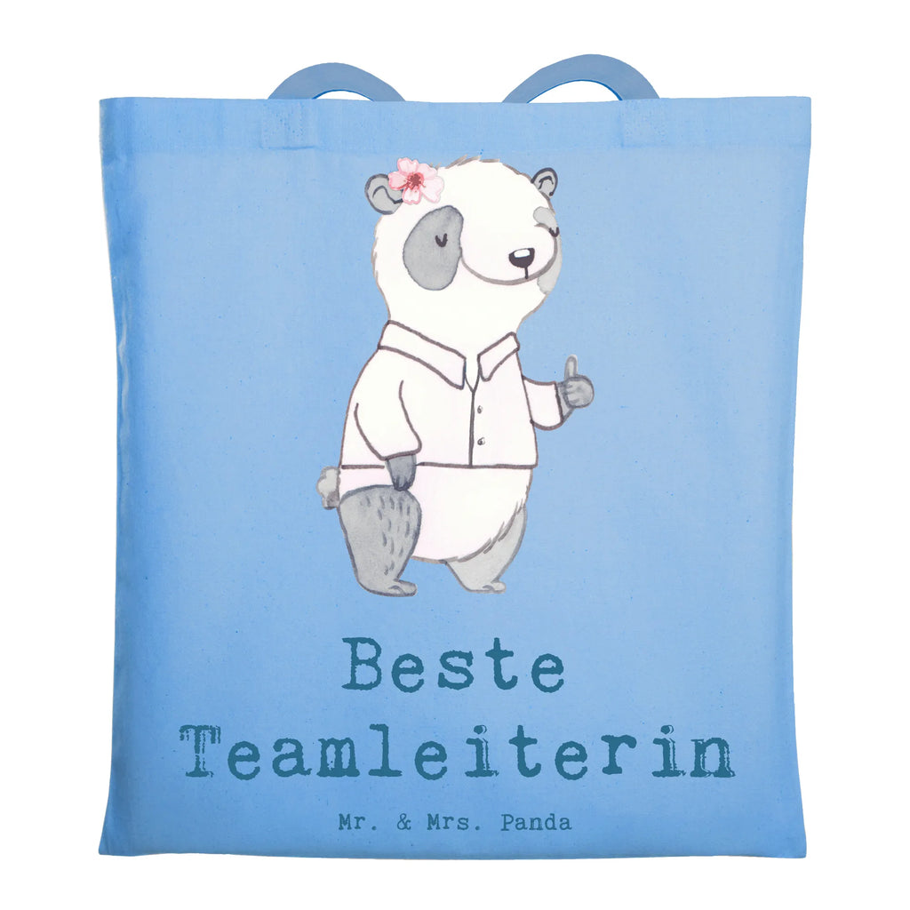 Tragetasche Panda Beste Teamleiterin Beuteltasche, Beutel, Einkaufstasche, Jutebeutel, Stoffbeutel, Tasche, Shopper, Umhängetasche, Strandtasche, Schultertasche, Stofftasche, Tragetasche, Badetasche, Jutetasche, Einkaufstüte, Laptoptasche, für, Dankeschön, Geschenk, Schenken, Geburtstag, Geburtstagsgeschenk, Geschenkidee, Danke, Bedanken, Mitbringsel, Freude machen, Geschenktipp, Teamleiterin, Seminarleiterin, Gruppenleiterin, Leiterin, Kollegin, Chefin, Vorgesetzte, Abschied, Abschiedsgeschenk, Ruhestand