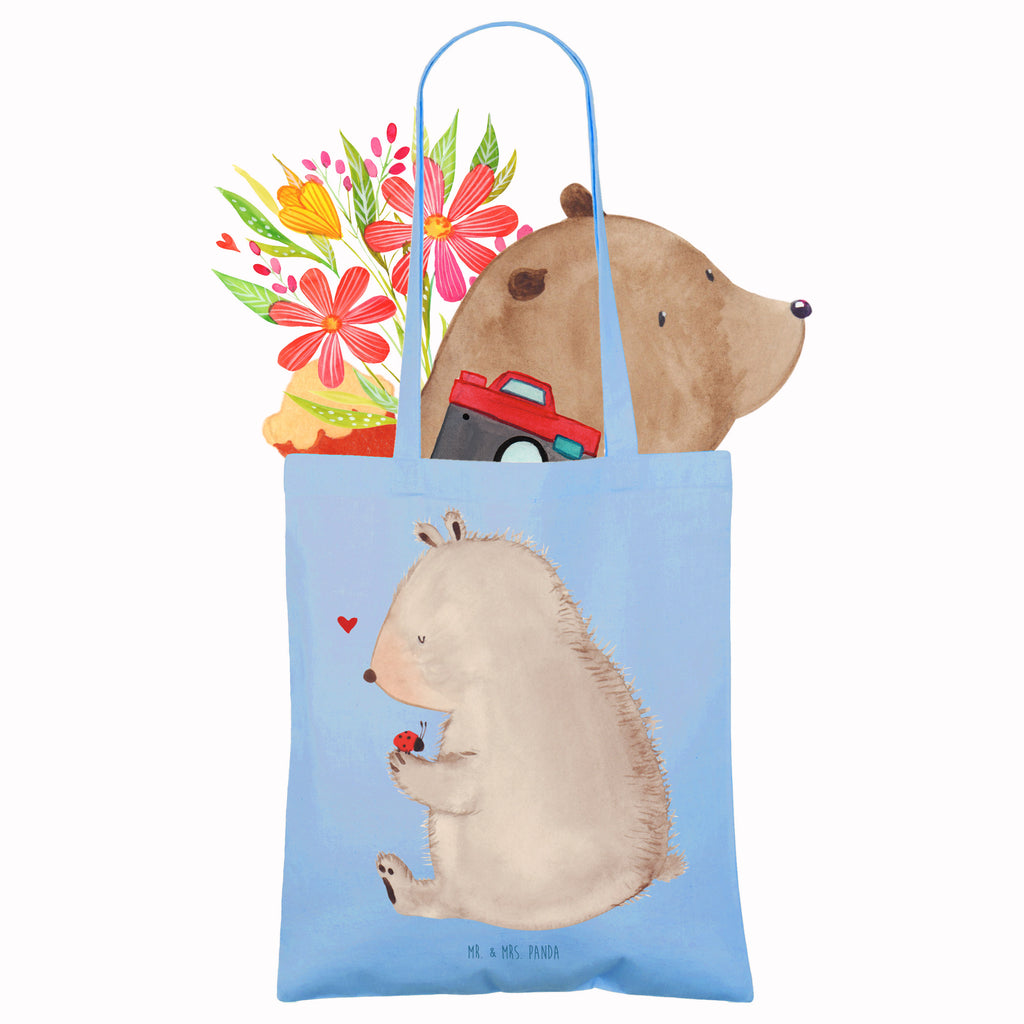 Tragetasche Bär mit Marienkäfer Beuteltasche, Beutel, Einkaufstasche, Jutebeutel, Stoffbeutel, Tasche, Shopper, Umhängetasche, Strandtasche, Schultertasche, Stofftasche, Tragetasche, Badetasche, Jutetasche, Einkaufstüte, Laptoptasche, Bär, Teddy, Teddybär, Marienkäfer, Liebe, Freiheit, Motivation, Das Leben ist schön