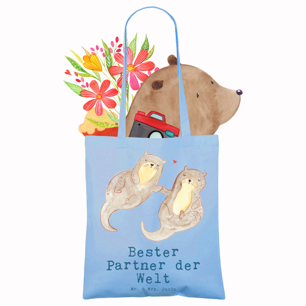 Tragetasche Otter Bester Partner der Welt Beuteltasche, Beutel, Einkaufstasche, Jutebeutel, Stoffbeutel, Tasche, Shopper, Umhängetasche, Strandtasche, Schultertasche, Stofftasche, Tragetasche, Badetasche, Jutetasche, Einkaufstüte, Laptoptasche, für, Dankeschön, Geschenk, Schenken, Geburtstag, Geburtstagsgeschenk, Geschenkidee, Danke, Bedanken, Mitbringsel, Freude machen, Geschenktipp, Partner, Ehepartner, Mann, Frau, Ehefrau, Ehemann. Freundin, Freund, Lebensgefährte, Paar, Liebe