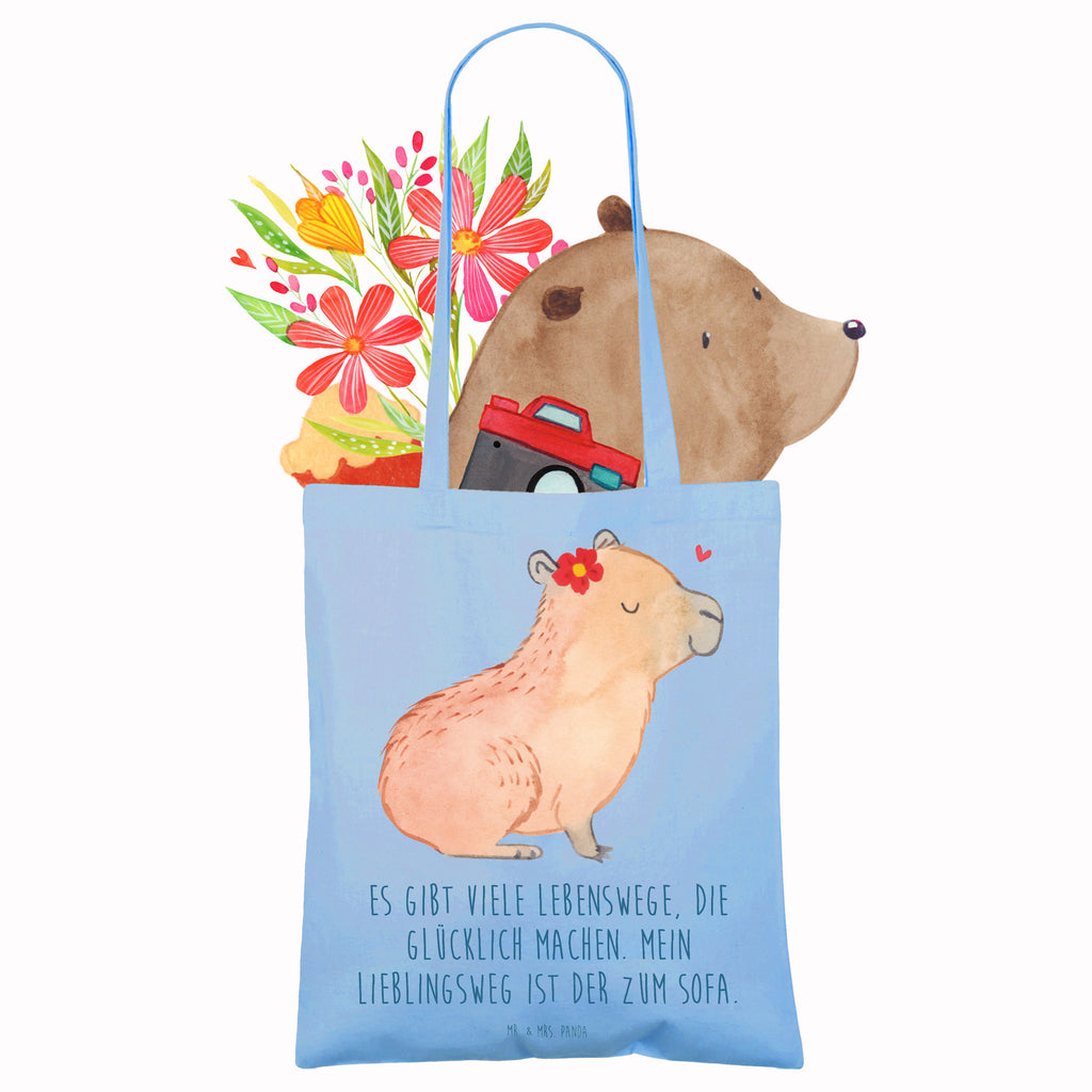 Tragetasche Capybara Blume Beuteltasche, Beutel, Einkaufstasche, Jutebeutel, Stoffbeutel, Tasche, Shopper, Umhängetasche, Strandtasche, Schultertasche, Stofftasche, Tragetasche, Badetasche, Jutetasche, Einkaufstüte, Laptoptasche, Tiermotive, Gute Laune, lustige Sprüche, Tiere, Capybara