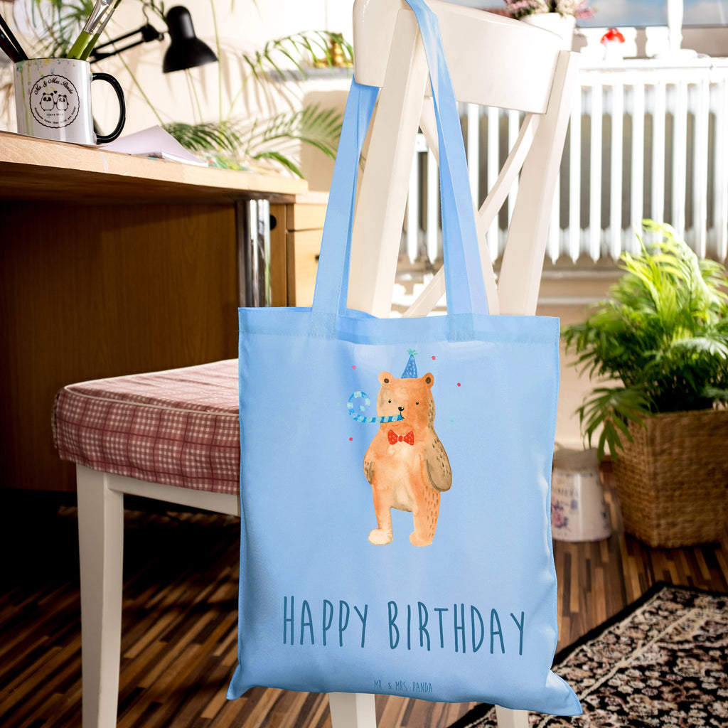 Tragetasche Birthday Bär Beuteltasche, Beutel, Einkaufstasche, Jutebeutel, Stoffbeutel, Tasche, Shopper, Umhängetasche, Strandtasche, Schultertasche, Stofftasche, Tragetasche, Badetasche, Jutetasche, Einkaufstüte, Laptoptasche, Bär, Teddy, Teddybär, Happy Birthday, Alles Gute, Glückwunsch, Geburtstag