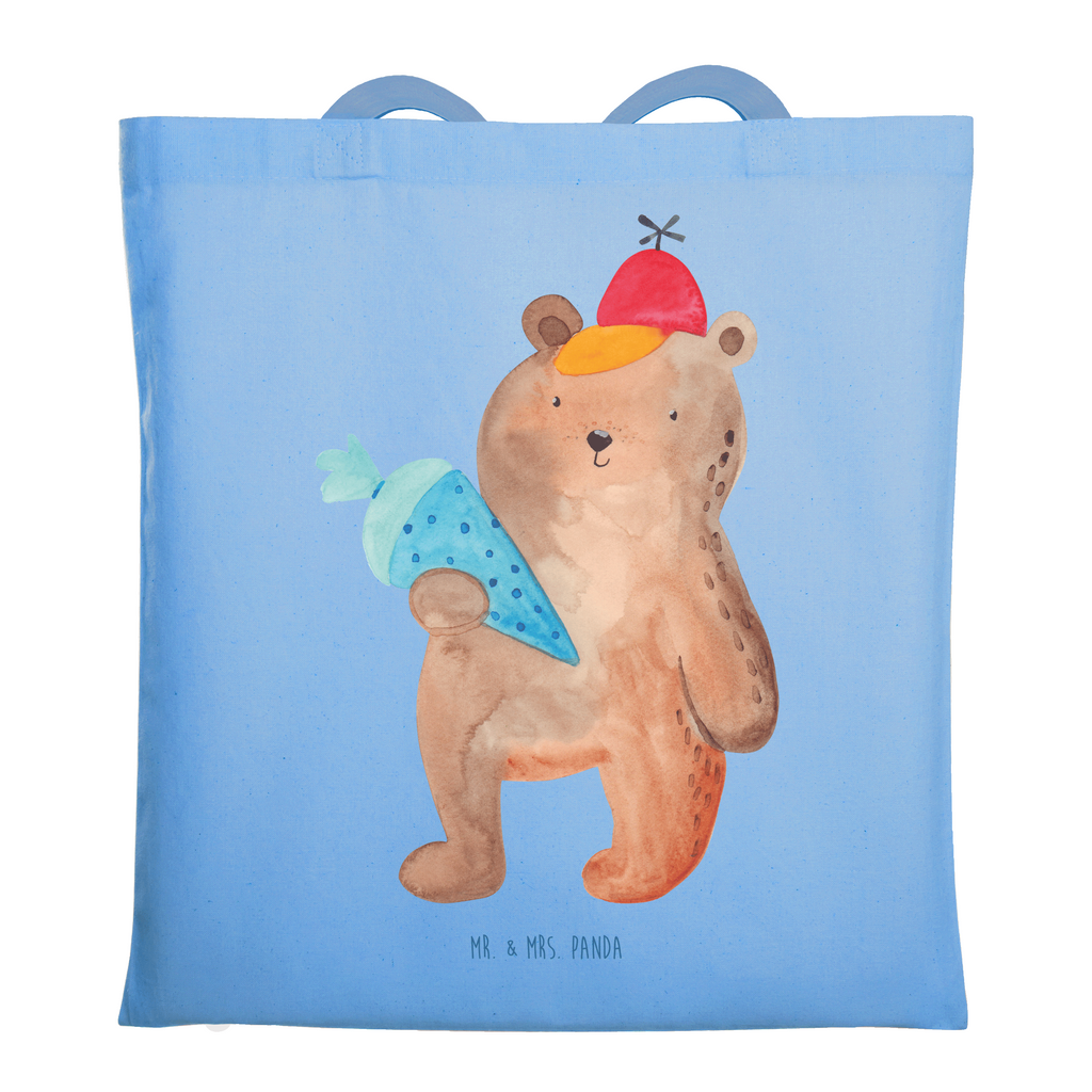 Tragetasche Bär mit Schultüte Beuteltasche, Beutel, Einkaufstasche, Jutebeutel, Stoffbeutel, Tasche, Shopper, Umhängetasche, Strandtasche, Schultertasche, Stofftasche, Tragetasche, Badetasche, Jutetasche, Einkaufstüte, Laptoptasche, Bär, Teddy, Teddybär, Bär Motiv, Schultüte, Erster Schultag Geschenk, Einschulung Geschenk, Schule Geschenk, Grundschule, Schulanfang, Schulbeginn