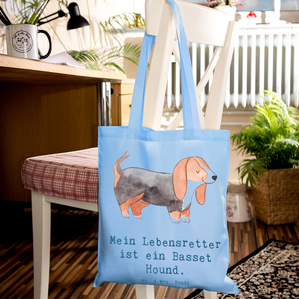 Tragetasche Basset Hound Lebensretter Beuteltasche, Beutel, Einkaufstasche, Jutebeutel, Stoffbeutel, Tasche, Shopper, Umhängetasche, Strandtasche, Schultertasche, Stofftasche, Tragetasche, Badetasche, Jutetasche, Einkaufstüte, Laptoptasche, Hund, Hunderasse, Rassehund, Hundebesitzer, Geschenk, Tierfreund, Schenken, Welpe, Basset Hound, Basset