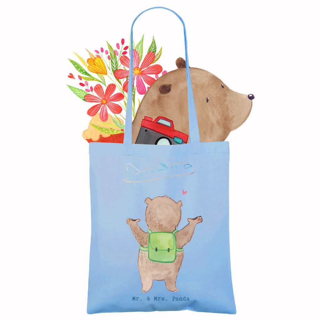 Tragetasche Bär Reisen Beuteltasche, Beutel, Einkaufstasche, Jutebeutel, Stoffbeutel, Tasche, Shopper, Umhängetasche, Strandtasche, Schultertasche, Stofftasche, Tragetasche, Badetasche, Jutetasche, Einkaufstüte, Laptoptasche, Geschenk, Sport, Sportart, Hobby, Schenken, Danke, Dankeschön, Auszeichnung, Gewinn, Sportler, Reisen, Weltreise, Urlaub, Urlaube, Auslandsjahr, Austauschjahr, Schüleraustausch, Reisegruppe, Reiseveranstalter, Reisebüro