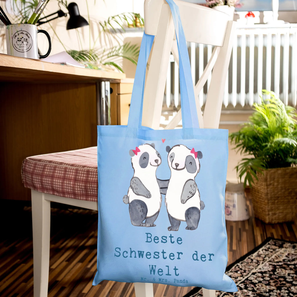 Tragetasche Panda Beste Schwester der Welt Beuteltasche, Beutel, Einkaufstasche, Jutebeutel, Stoffbeutel, Tasche, Shopper, Umhängetasche, Strandtasche, Schultertasche, Stofftasche, Tragetasche, Badetasche, Jutetasche, Einkaufstüte, Laptoptasche, für, Dankeschön, Geschenk, Schenken, Geburtstag, Geburtstagsgeschenk, Geschenkidee, Danke, Bedanken, Mitbringsel, Freude machen, Geschenktipp, Schwestern, Schwester, Geschwister, Schwesterherz, Sister, Familie, Kleinigkeit, Beste, Tochter, Liebe, Kinder