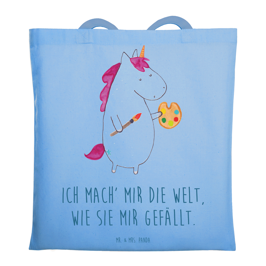 Tragetasche Einhorn Künstler Beuteltasche, Beutel, Einkaufstasche, Jutebeutel, Stoffbeutel, Tasche, Shopper, Umhängetasche, Strandtasche, Schultertasche, Stofftasche, Tragetasche, Badetasche, Jutetasche, Einkaufstüte, Laptoptasche, Einhorn, Einhörner, Einhorn Deko, Pegasus, Unicorn, Englisch, Künstler, Artist, Malen, Zeichnen, Welt, Farbe, Stift, Pinsel, Geschenk, Maler