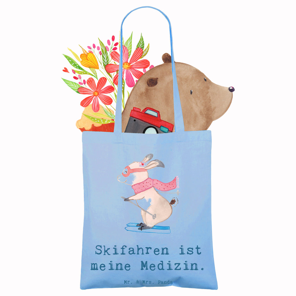 Tragetasche Hase Skifahren Beuteltasche, Beutel, Einkaufstasche, Jutebeutel, Stoffbeutel, Tasche, Shopper, Umhängetasche, Strandtasche, Schultertasche, Stofftasche, Tragetasche, Badetasche, Jutetasche, Einkaufstüte, Laptoptasche, Geschenk, Sport, Sportart, Hobby, Schenken, Danke, Dankeschön, Auszeichnung, Gewinn, Sportler, Ski fahren, Skifahren, Skisport, Skiwettbewerb, Skirennen