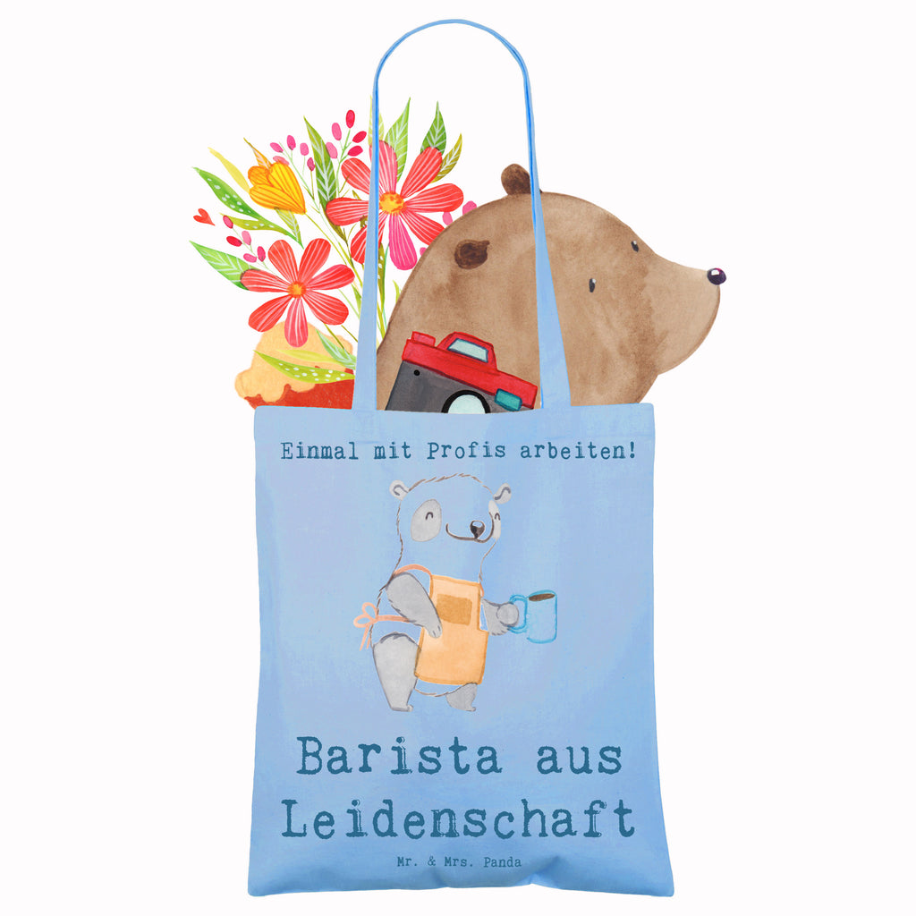 Tragetasche Barista aus Leidenschaft Beuteltasche, Beutel, Einkaufstasche, Jutebeutel, Stoffbeutel, Tasche, Shopper, Umhängetasche, Strandtasche, Schultertasche, Stofftasche, Tragetasche, Badetasche, Jutetasche, Einkaufstüte, Laptoptasche, Beruf, Ausbildung, Jubiläum, Abschied, Rente, Kollege, Kollegin, Geschenk, Schenken, Arbeitskollege, Mitarbeiter, Firma, Danke, Dankeschön, Barista, Eröffnung Cafe, Kaffee