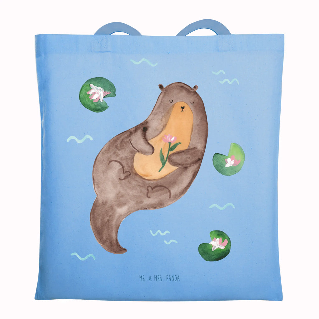 Tragetasche Otter Seerose Beuteltasche, Beutel, Einkaufstasche, Jutebeutel, Stoffbeutel, Tasche, Shopper, Umhängetasche, Strandtasche, Schultertasche, Stofftasche, Tragetasche, Badetasche, Jutetasche, Einkaufstüte, Laptoptasche, Otter, Fischotter, Seeotter, Otter Seeotter See Otter