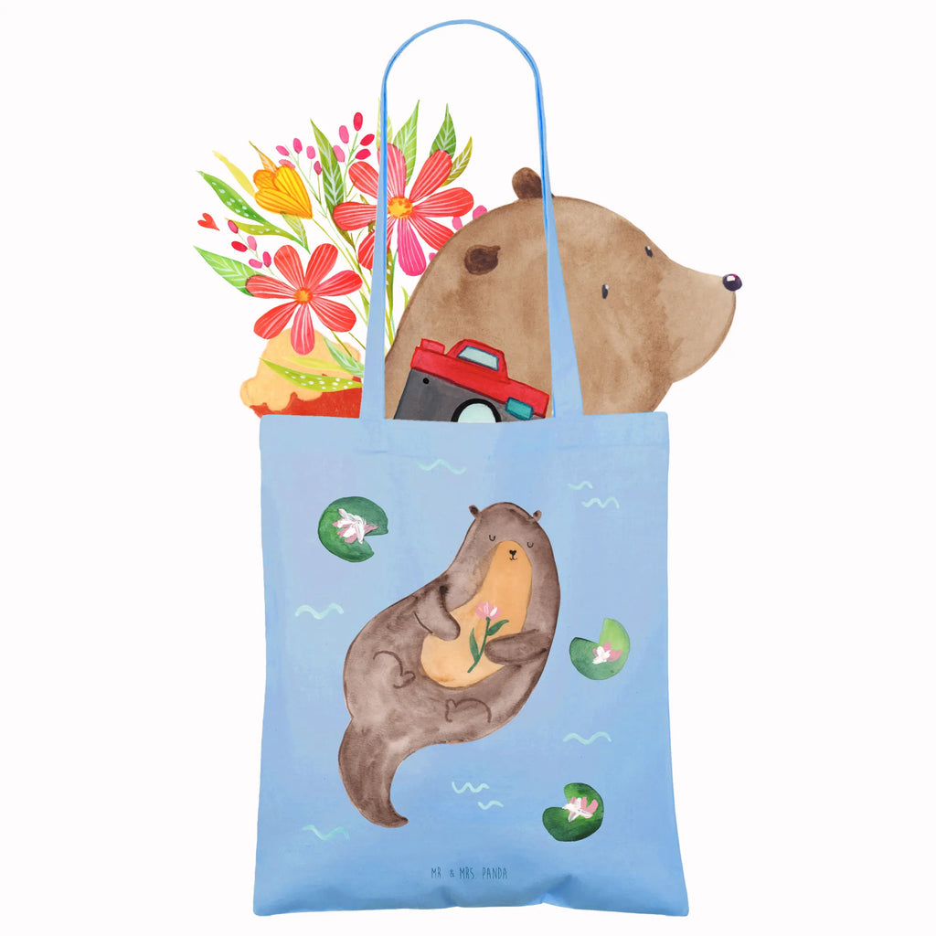 Tragetasche Otter Seerose Beuteltasche, Beutel, Einkaufstasche, Jutebeutel, Stoffbeutel, Tasche, Shopper, Umhängetasche, Strandtasche, Schultertasche, Stofftasche, Tragetasche, Badetasche, Jutetasche, Einkaufstüte, Laptoptasche, Otter, Fischotter, Seeotter, Otter Seeotter See Otter