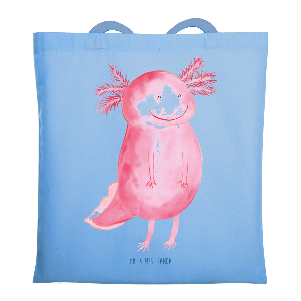 Tragetasche Axolotl Glücklich Beuteltasche, Beutel, Einkaufstasche, Jutebeutel, Stoffbeutel, Tasche, Shopper, Umhängetasche, Strandtasche, Schultertasche, Stofftasche, Tragetasche, Badetasche, Jutetasche, Einkaufstüte, Laptoptasche, Axolotl, Molch, Axolot, Schwanzlurch, Lurch, Lurche, Motivation, gute Laune