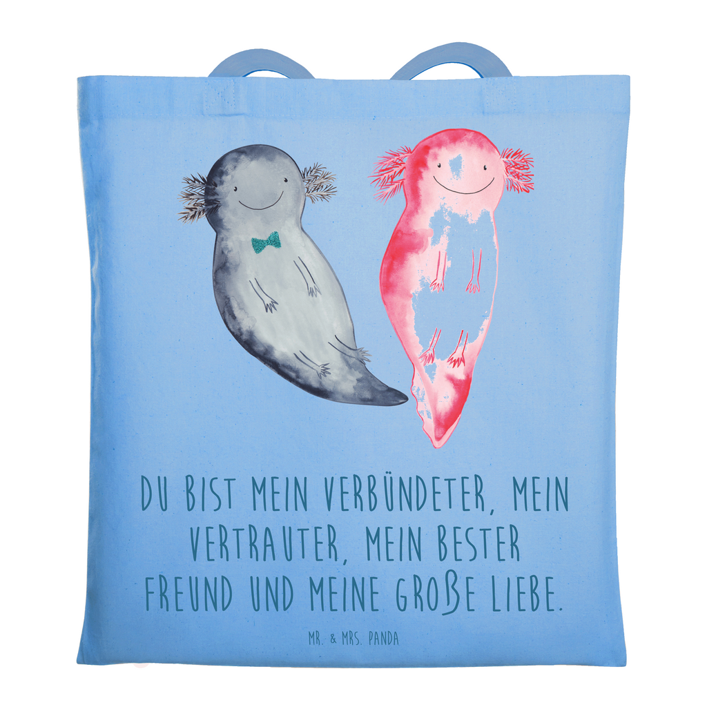 Tragetasche Axolotl Axel+Lotte Beuteltasche, Beutel, Einkaufstasche, Jutebeutel, Stoffbeutel, Tasche, Shopper, Umhängetasche, Strandtasche, Schultertasche, Stofftasche, Tragetasche, Badetasche, Jutetasche, Einkaufstüte, Laptoptasche, Axolotl, Molch, Axolot, Schwanzlurch, Lurch, Lurche, Liebe, große Liebe, Liebesbeweis, Freund, Verlobter, Ehemann, Jahrestag, Valentinstag