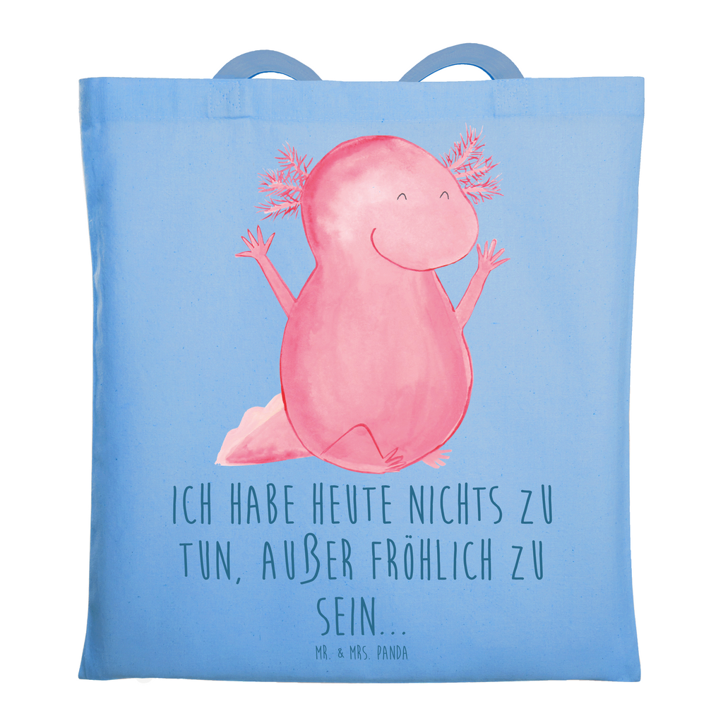 Tragetasche Axolotl Hurra Beuteltasche, Beutel, Einkaufstasche, Jutebeutel, Stoffbeutel, Tasche, Shopper, Umhängetasche, Strandtasche, Schultertasche, Stofftasche, Tragetasche, Badetasche, Jutetasche, Einkaufstüte, Laptoptasche, Axolotl, Molch, Axolot, Schwanzlurch, Lurch, Lurche, fröhlich, Spaß, Freude, Motivation, Zufriedenheit