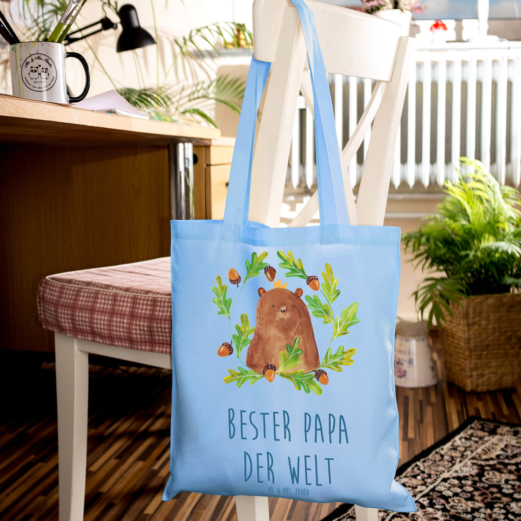 Tragetasche Bär König Beuteltasche, Beutel, Einkaufstasche, Jutebeutel, Stoffbeutel, Tasche, Shopper, Umhängetasche, Strandtasche, Schultertasche, Stofftasche, Tragetasche, Badetasche, Jutetasche, Einkaufstüte, Laptoptasche, Bär, Teddy, Teddybär, Papa, Papa Bär, bester Vater, bester Papa, weltbester Papa, Vatertag, Vater, Dad, Daddy, Papi