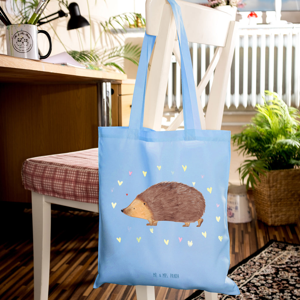 Tragetasche Igel Herzen Beuteltasche, Beutel, Einkaufstasche, Jutebeutel, Stoffbeutel, Tasche, Shopper, Umhängetasche, Strandtasche, Schultertasche, Stofftasche, Tragetasche, Badetasche, Jutetasche, Einkaufstüte, Laptoptasche, Tiermotive, Gute Laune, lustige Sprüche, Tiere, Liebe, Herz, Herzen, Igel, Vertrauen, Kuss, Leben