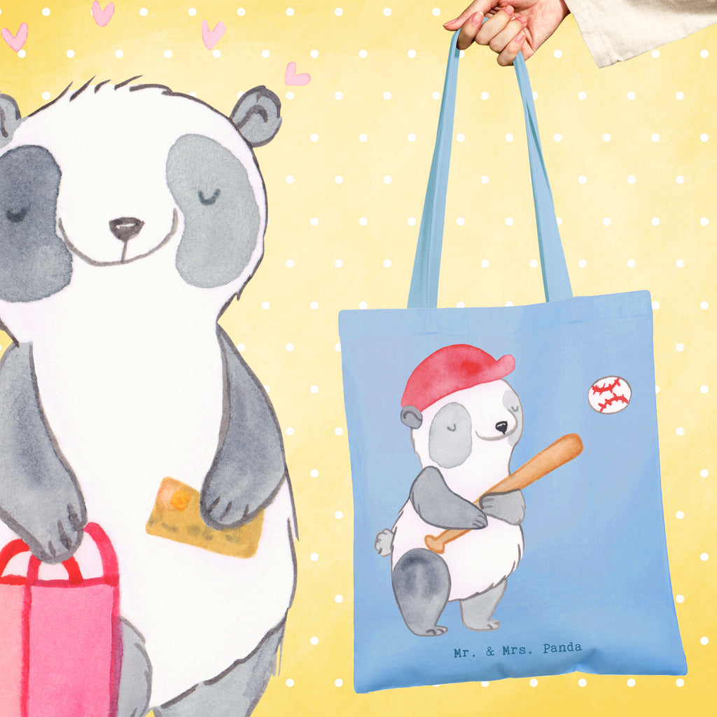 Tragetasche Panda Baseball spielen Beuteltasche, Beutel, Einkaufstasche, Jutebeutel, Stoffbeutel, Tasche, Shopper, Umhängetasche, Strandtasche, Schultertasche, Stofftasche, Tragetasche, Badetasche, Jutetasche, Einkaufstüte, Laptoptasche, Geschenk, Sport, Sportart, Hobby, Schenken, Danke, Dankeschön, Auszeichnung, Gewinn, Sportler, Baseball spielen, Baseball Spielen, Baseball Match, Ballsport, Baseballplatz, Baseballverein