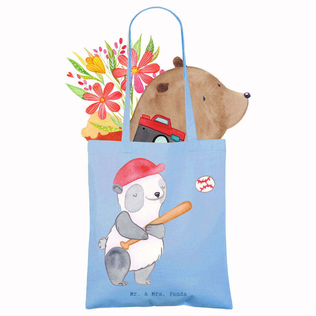 Tragetasche Panda Baseball spielen Beuteltasche, Beutel, Einkaufstasche, Jutebeutel, Stoffbeutel, Tasche, Shopper, Umhängetasche, Strandtasche, Schultertasche, Stofftasche, Tragetasche, Badetasche, Jutetasche, Einkaufstüte, Laptoptasche, Geschenk, Sport, Sportart, Hobby, Schenken, Danke, Dankeschön, Auszeichnung, Gewinn, Sportler, Baseball spielen, Baseball Spielen, Baseball Match, Ballsport, Baseballplatz, Baseballverein