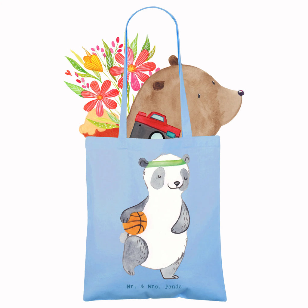 Tragetasche Panda Basketball Beuteltasche, Beutel, Einkaufstasche, Jutebeutel, Stoffbeutel, Tasche, Shopper, Umhängetasche, Strandtasche, Schultertasche, Stofftasche, Tragetasche, Badetasche, Jutetasche, Einkaufstüte, Laptoptasche, Geschenk, Sport, Sportart, Hobby, Schenken, Danke, Dankeschön, Auszeichnung, Gewinn, Sportler, Basketball, Basketball Verein, Basketball Verband, Basketballplatz