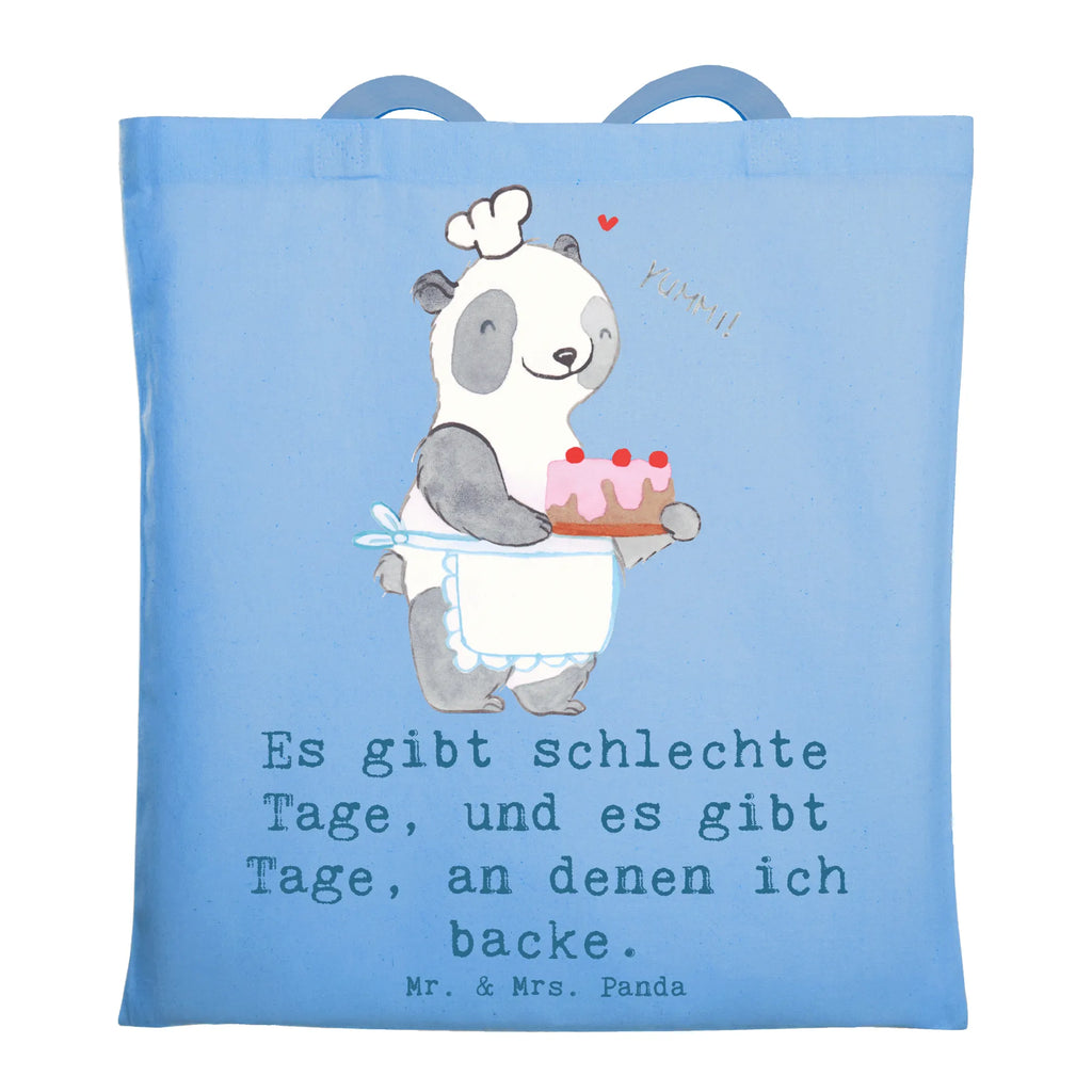 Tragetasche Panda Backen Beuteltasche, Beutel, Einkaufstasche, Jutebeutel, Stoffbeutel, Tasche, Shopper, Umhängetasche, Strandtasche, Schultertasche, Stofftasche, Tragetasche, Badetasche, Jutetasche, Einkaufstüte, Laptoptasche, Geschenk, Sport, Sportart, Hobby, Schenken, Danke, Dankeschön, Auszeichnung, Gewinn, Sportler, backen, Hobbybäcker, Kuchen backen