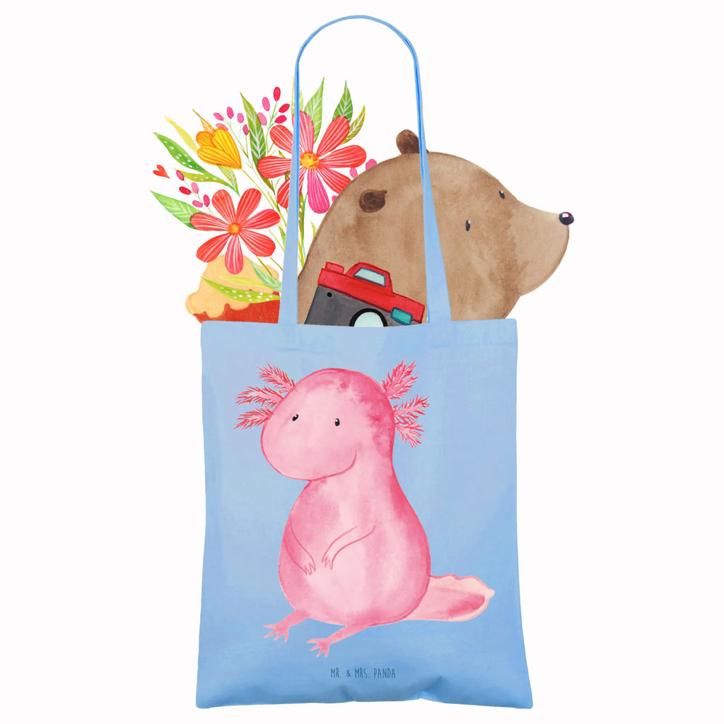 Tragetasche Axolotl null Beuteltasche, Beutel, Einkaufstasche, Jutebeutel, Stoffbeutel, Tasche, Shopper, Umhängetasche, Strandtasche, Schultertasche, Stofftasche, Tragetasche, Badetasche, Jutetasche, Einkaufstüte, Laptoptasche, Axolotl, Molch, Axolot, vergnügt, fröhlich, zufrieden, Lebensstil, Weisheit, Lebensweisheit, Liebe, Freundin