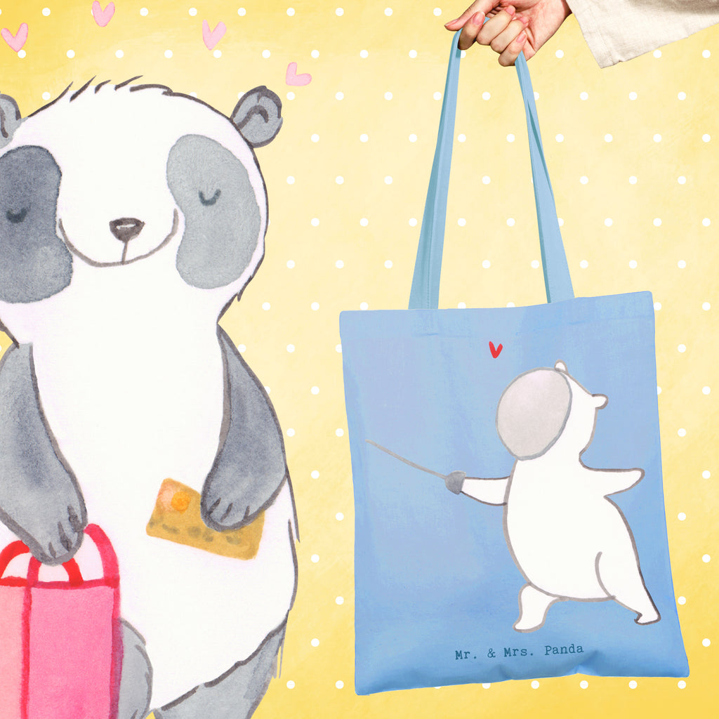 Tragetasche Panda Fechten Beuteltasche, Beutel, Einkaufstasche, Jutebeutel, Stoffbeutel, Tasche, Shopper, Umhängetasche, Strandtasche, Schultertasche, Stofftasche, Tragetasche, Badetasche, Jutetasche, Einkaufstüte, Laptoptasche, Geschenk, Sport, Sportart, Hobby, Schenken, Danke, Dankeschön, Auszeichnung, Gewinn, Sportler, Fechten, Fechter Bund, Fecht Verein, Fecht Club